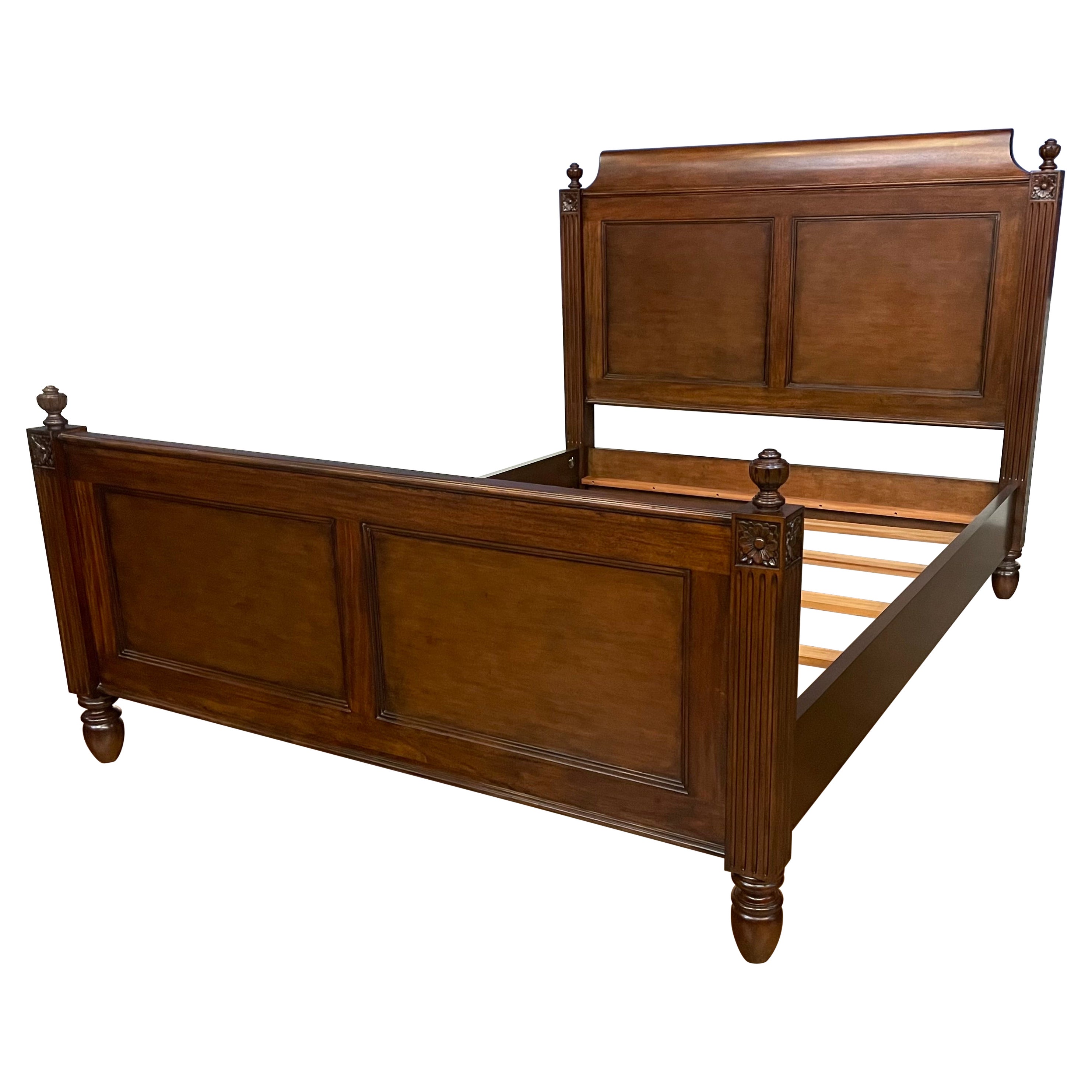 Louis XVI Style Queen Size Mahogany Bed by Leighton Hall