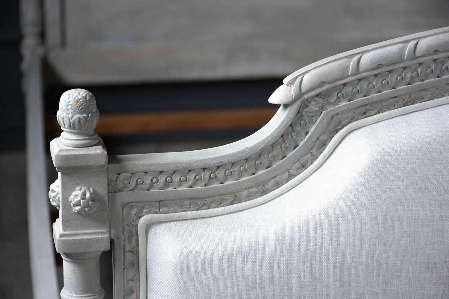 Linen Louis XVI-style Queen Sized Bed Frame