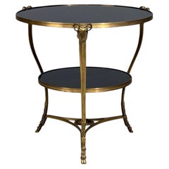 Louis XVI Style, Rams Head Gueridon, Bronze, Black Stone, France, 20th c.
