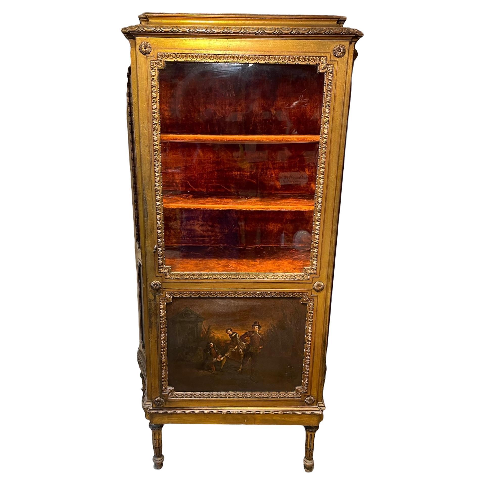 Louis XVI Style Rectangular Vitrine / Curio Cabinet For Sale
