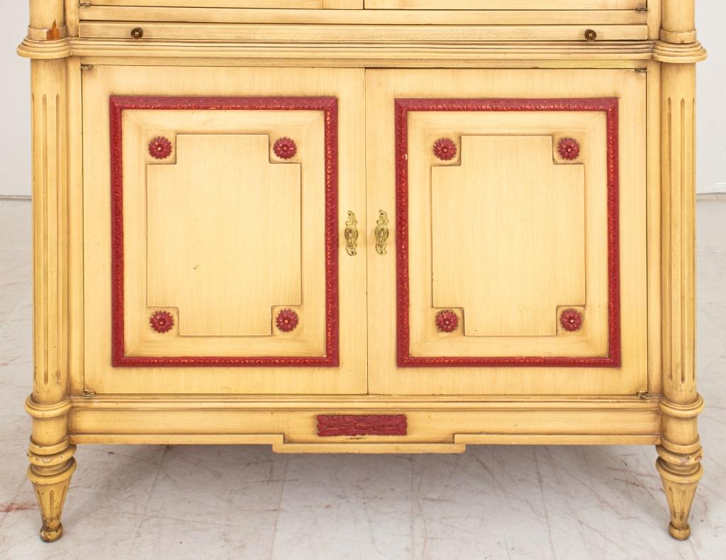Louis XVI Style Red White Painted Armoire Cabinet In Good Condition For Sale In New York, NY