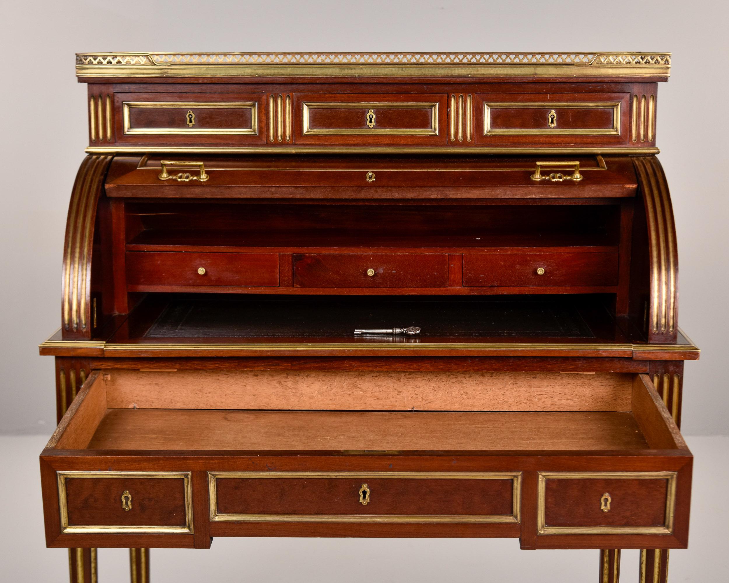Louis XVI Style Roll Top Cylinder Desk 4