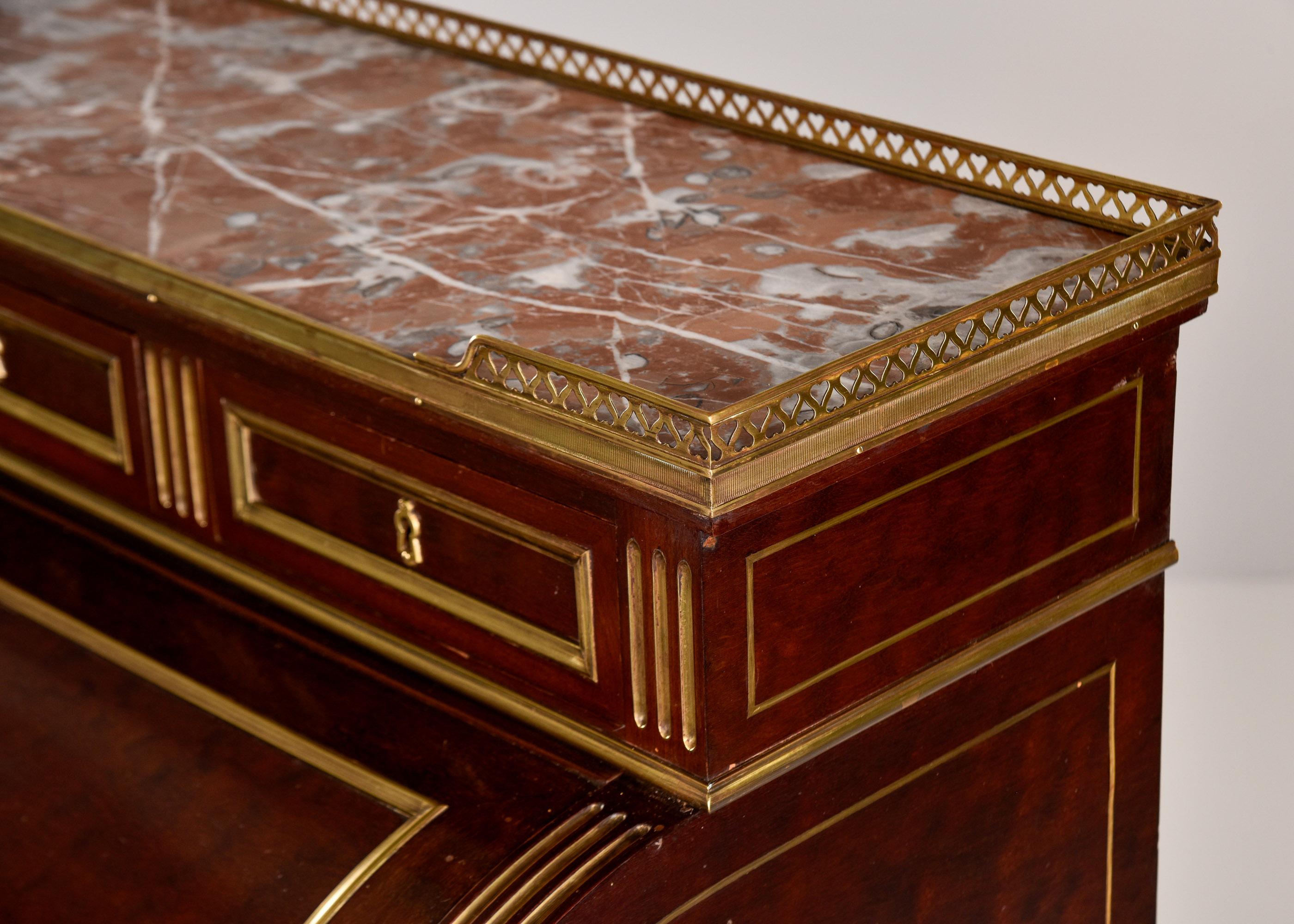 Louis XVI Style Roll Top Cylinder Desk 6