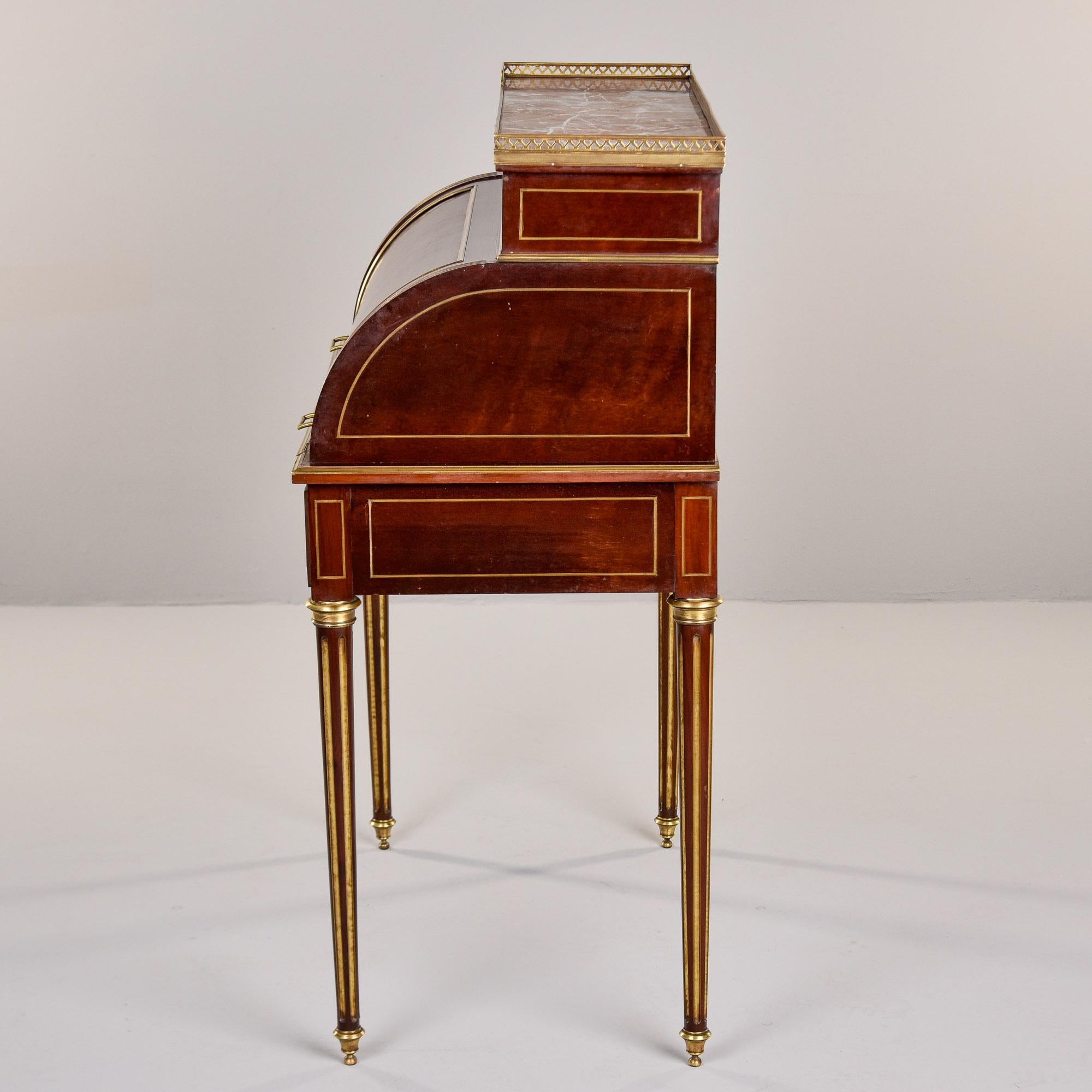 French Louis XVI Style Roll Top Cylinder Desk