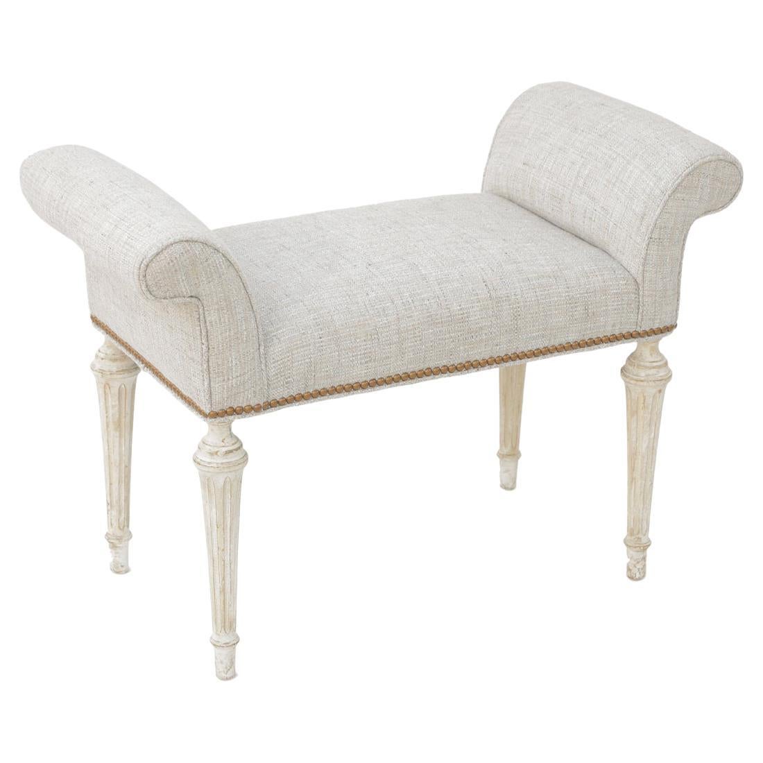 Louis XVI Style Rolled Arm Bench For Sale