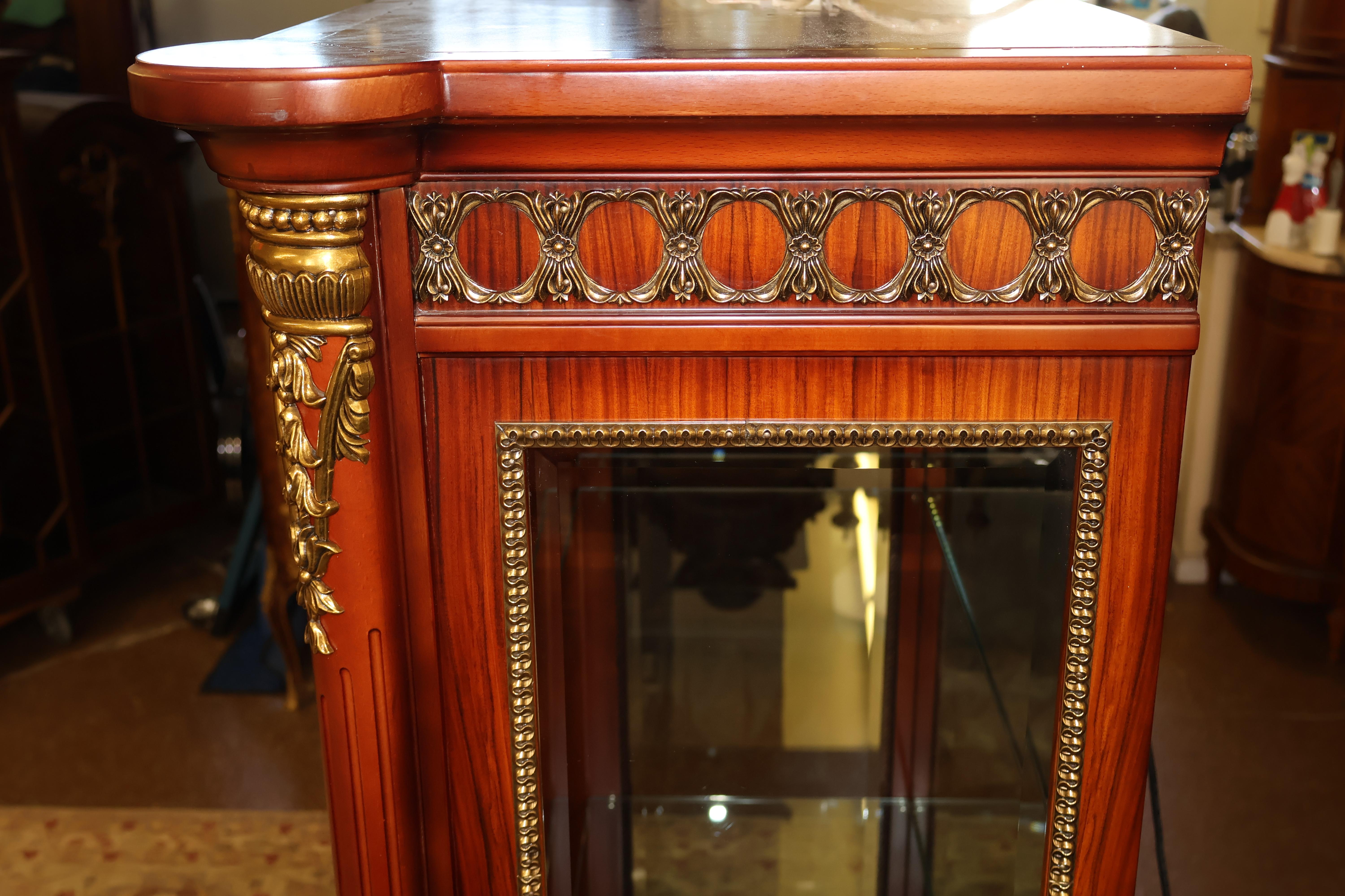 Louis XVI Style Rosewood Ormolu China Curio Cabinet Vitrine For Sale 5