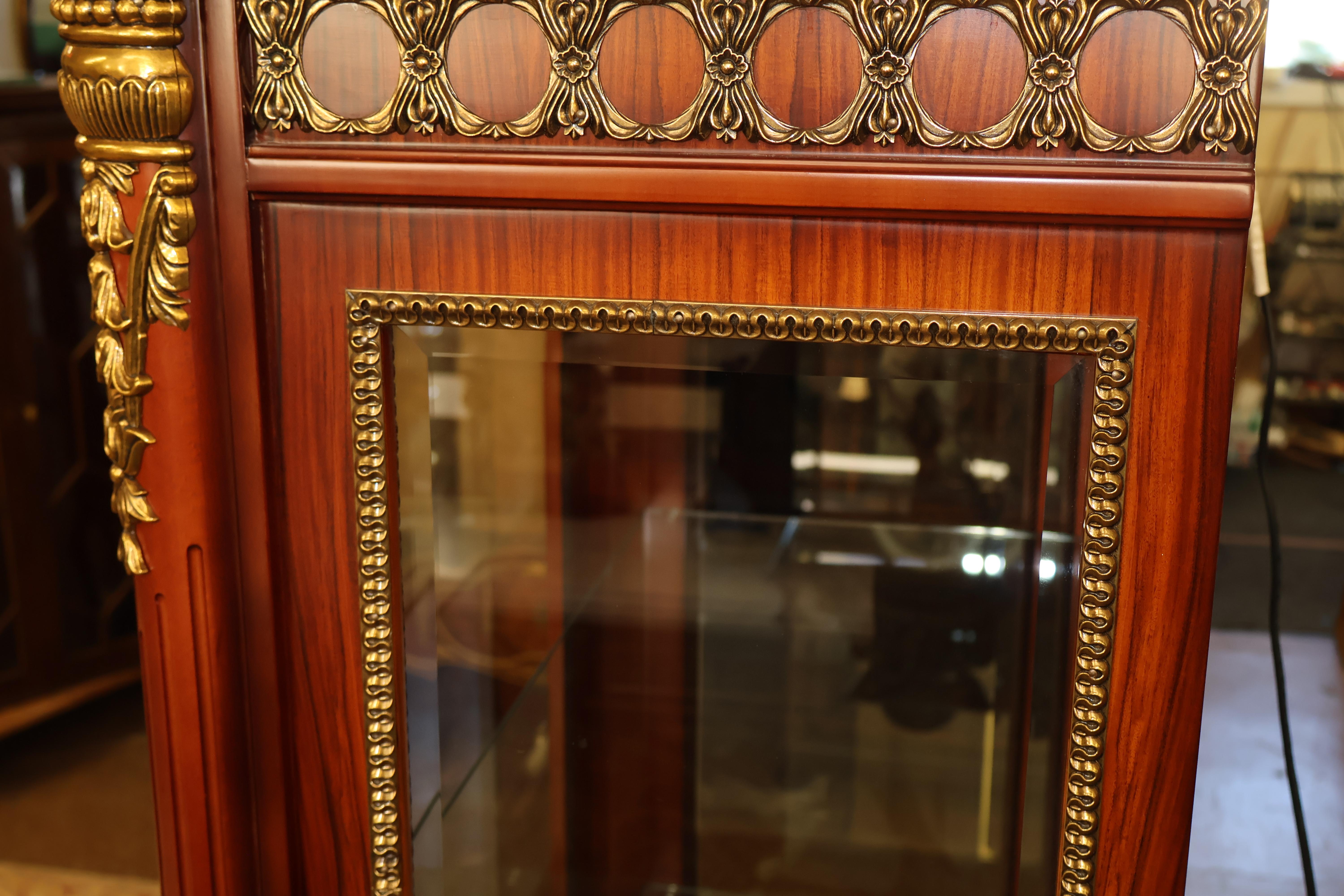 Louis XVI Style Rosewood Ormolu China Curio Cabinet Vitrine For Sale 6