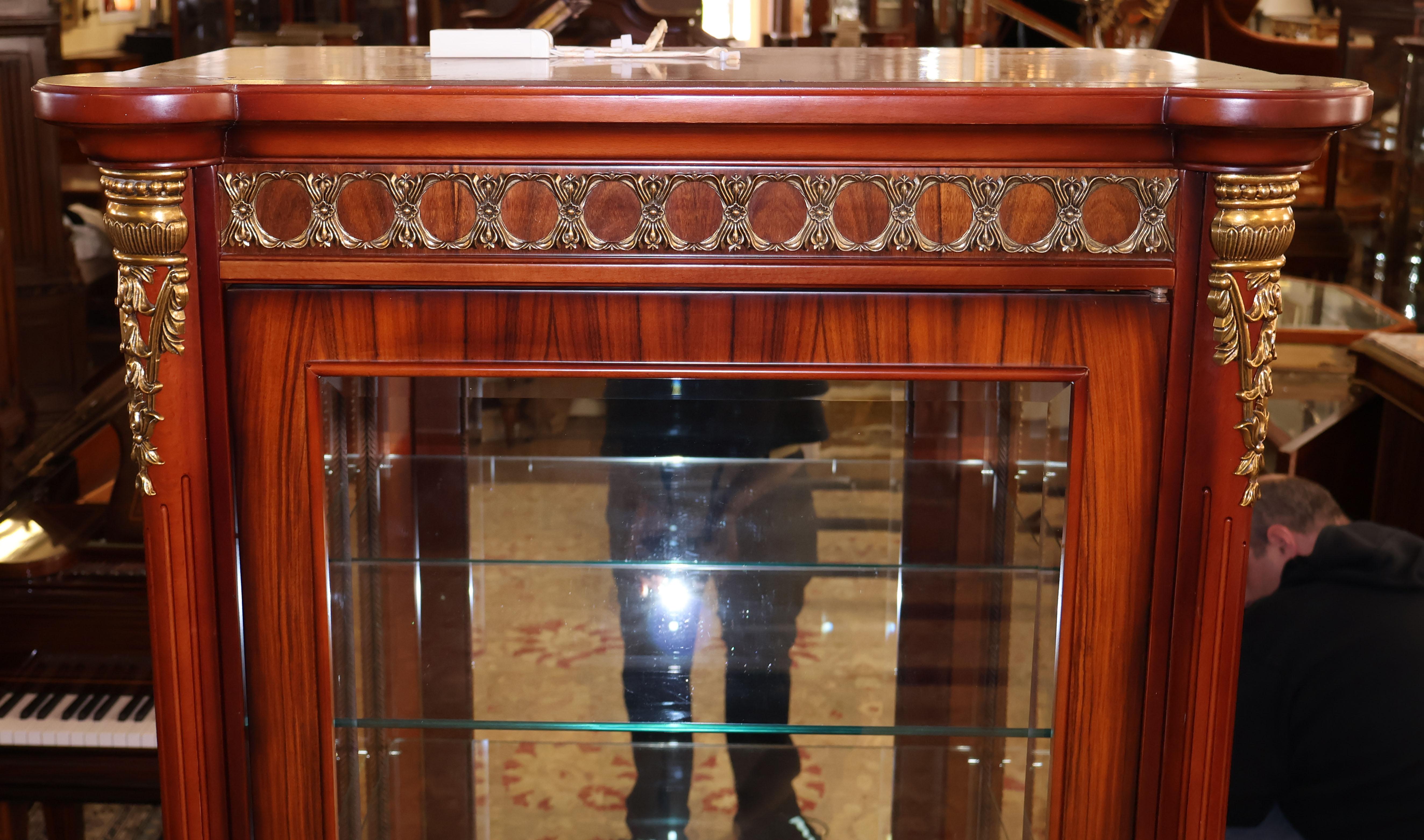 Louis XVI Style Rosewood Ormolu China Curio Cabinet Vitrine For Sale 7