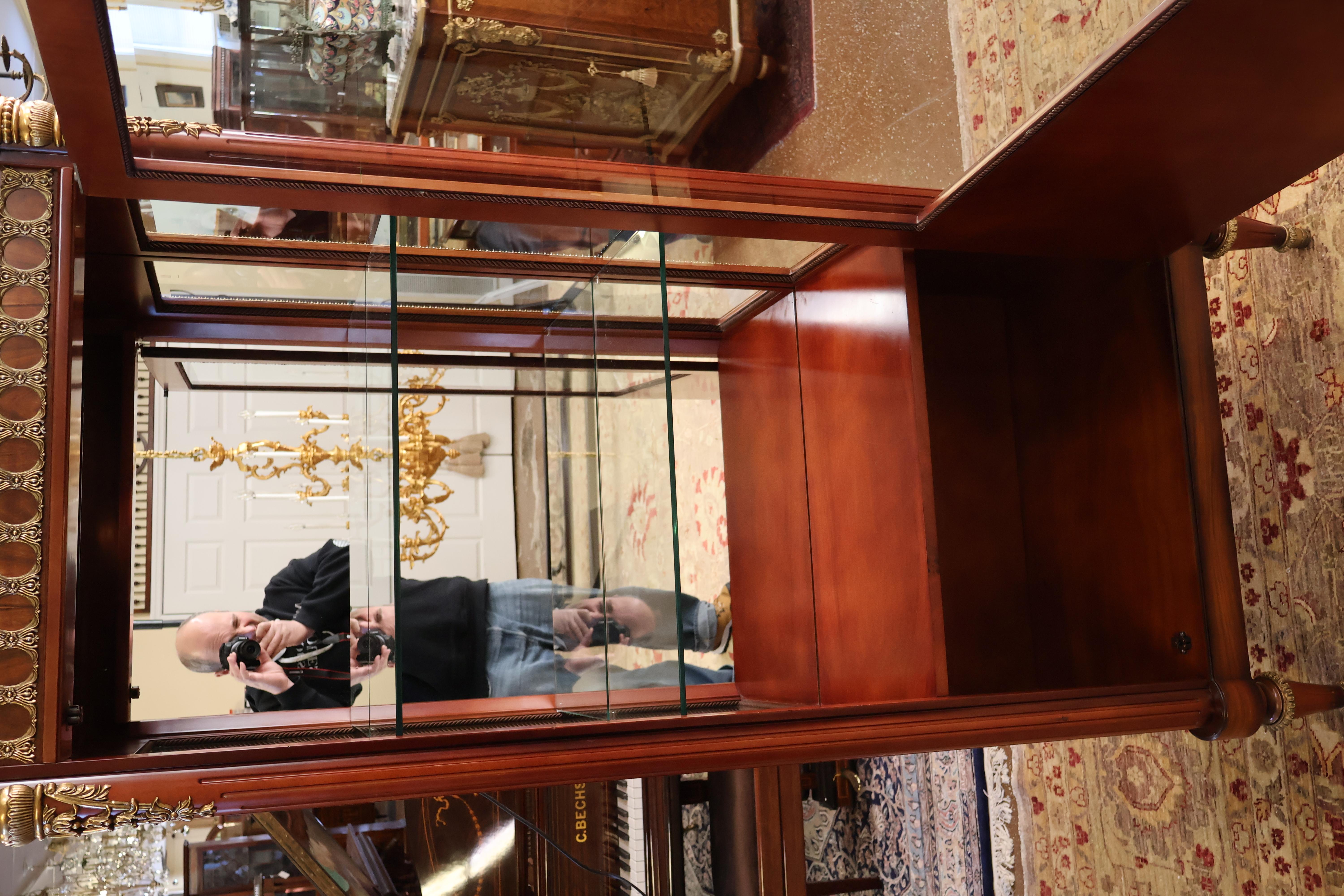 Louis XVI Style Rosewood Ormolu China Curio Cabinet Vitrine For Sale 13