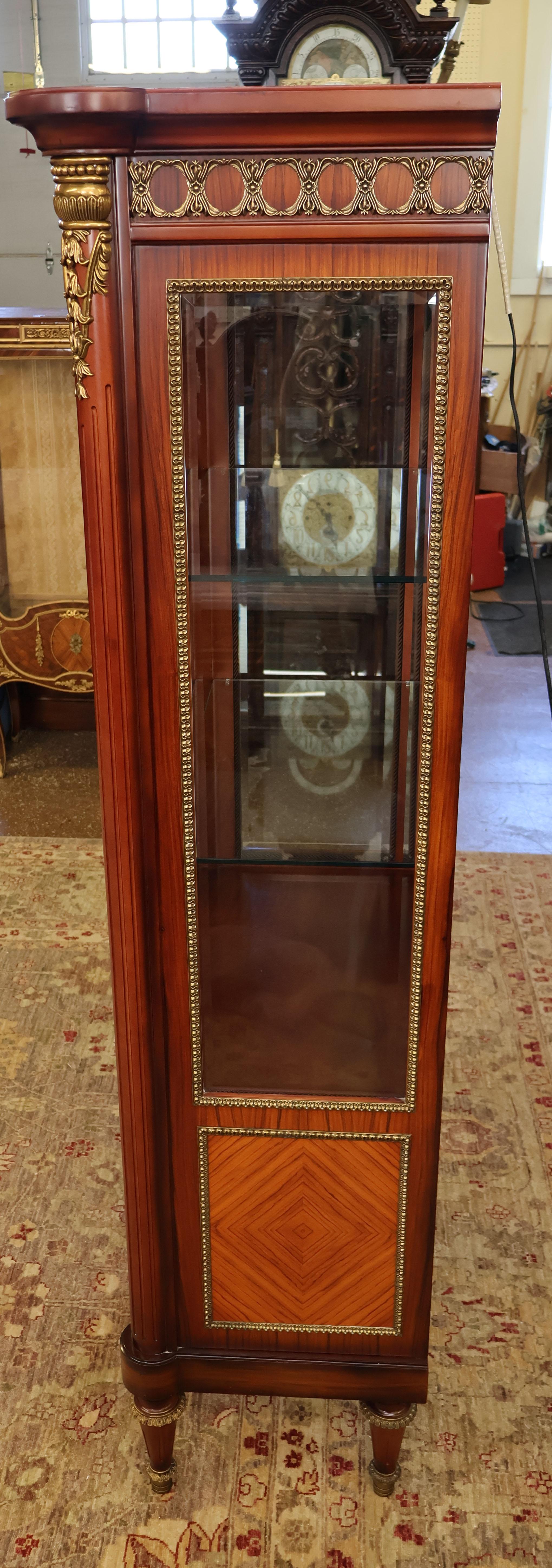 Louis XVI Style Rosewood Ormolu China Curio Cabinet Vitrine For Sale 3