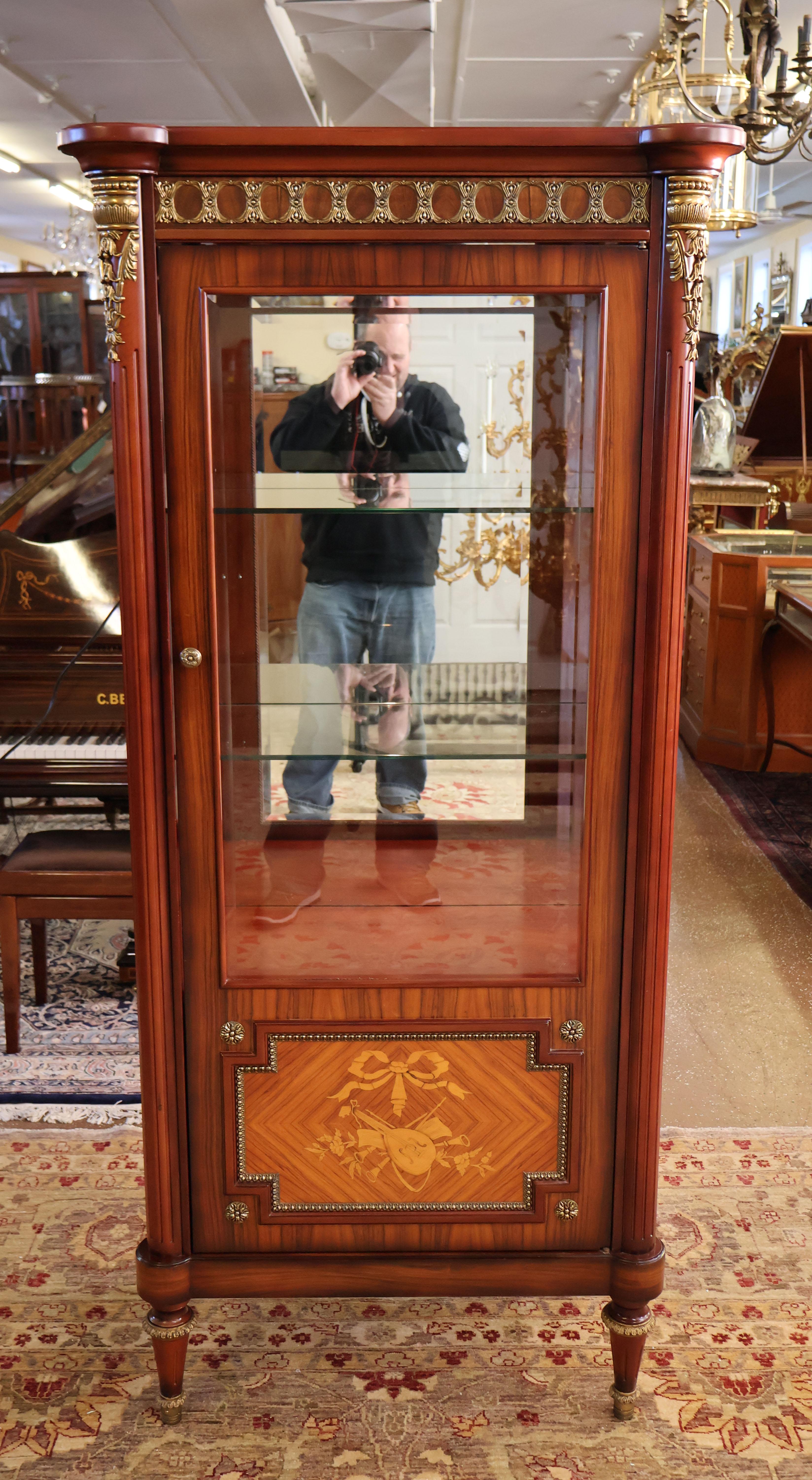 Louis XVI Style Rosewood Ormolu China Curio Cabinet Vitrine For Sale 4