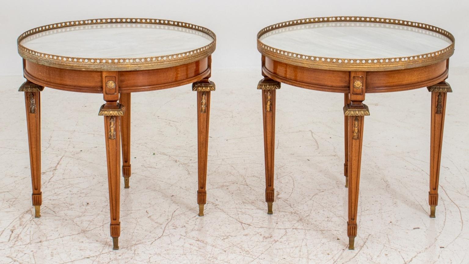 Louis XVI Style Round Bouillotte Side Tables, Pair In Good Condition In New York, NY