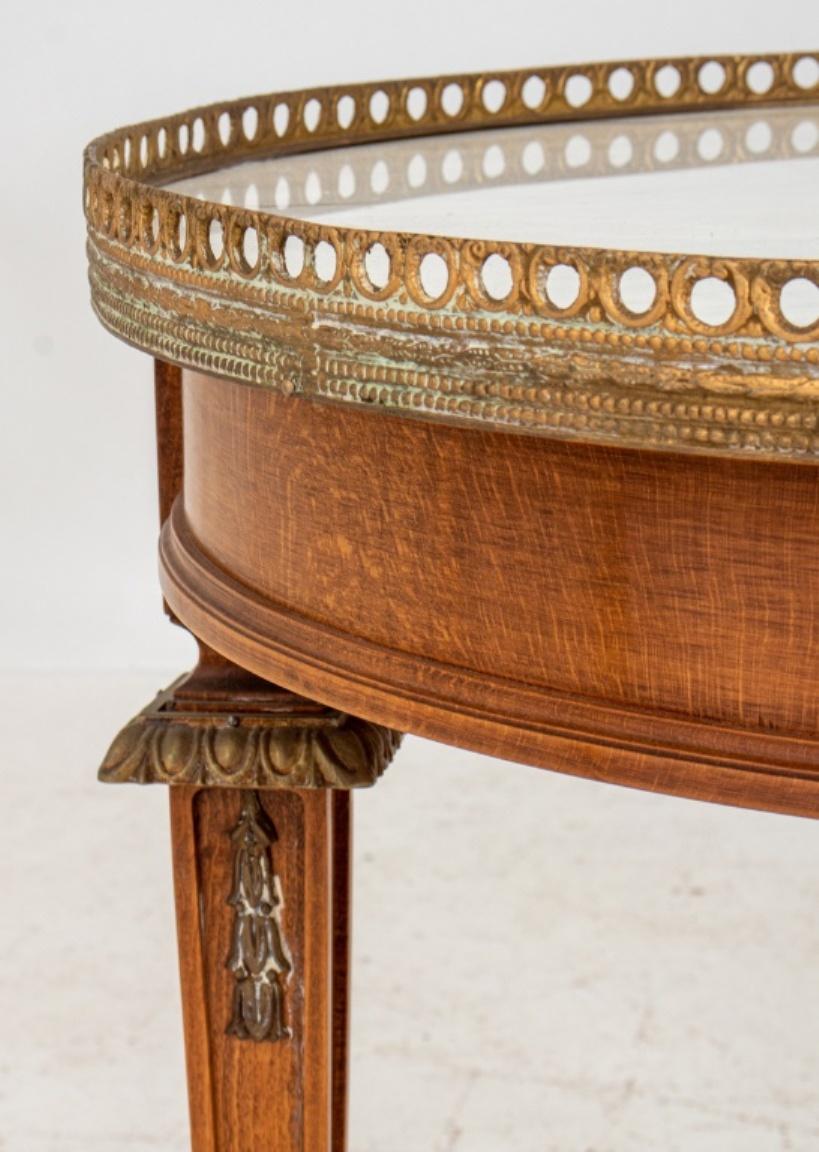 Mahogany Louis XVI Style Round Bouillotte Side Tables, Pair