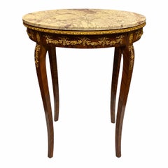 Louis XVI Style Round Marble Top Side Table
