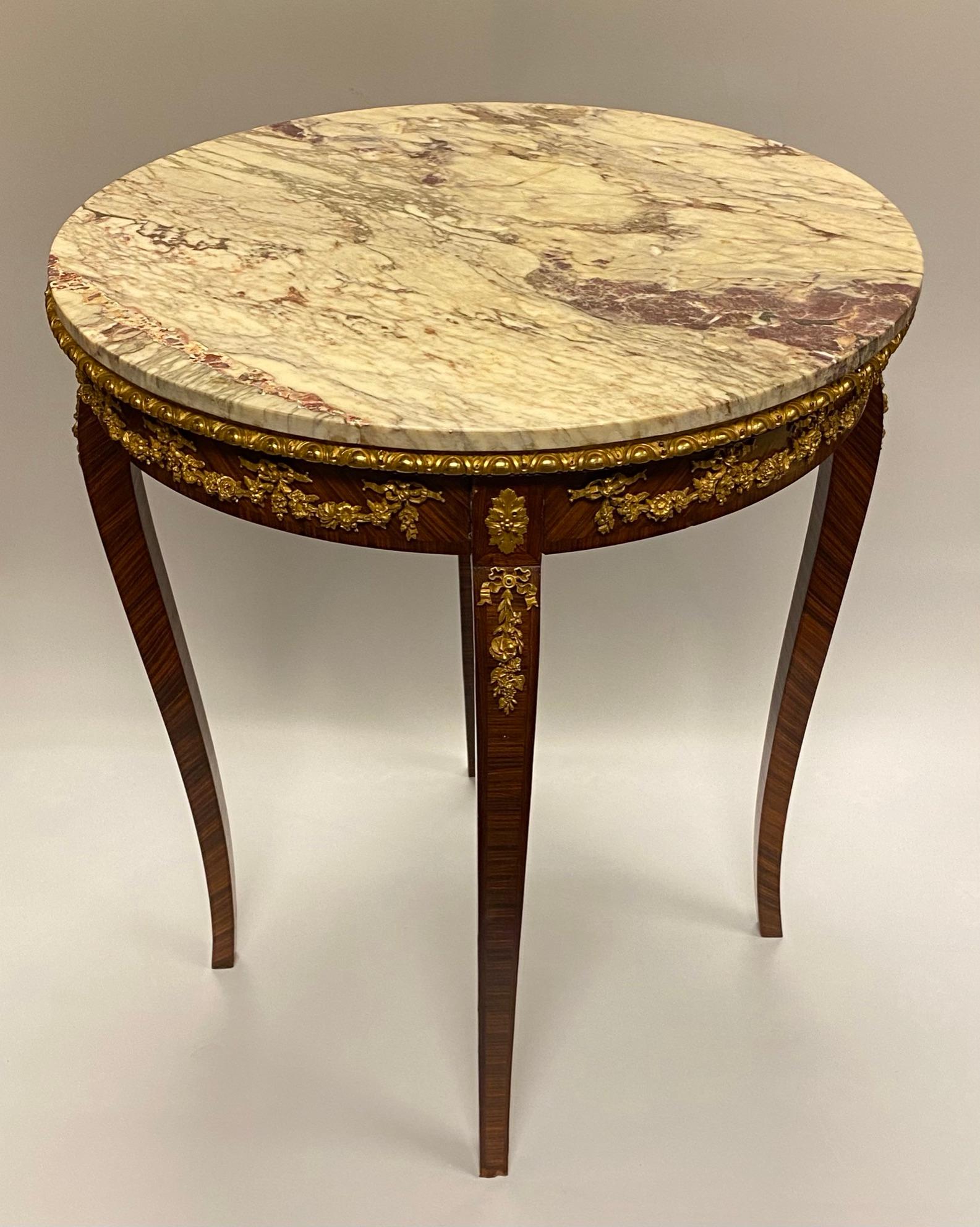 19th Century Louis XVI Style Round Marble Top Side Table