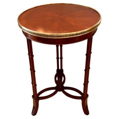 Louis XVI Style Round Side Table with Polished Brass Rim Gallery