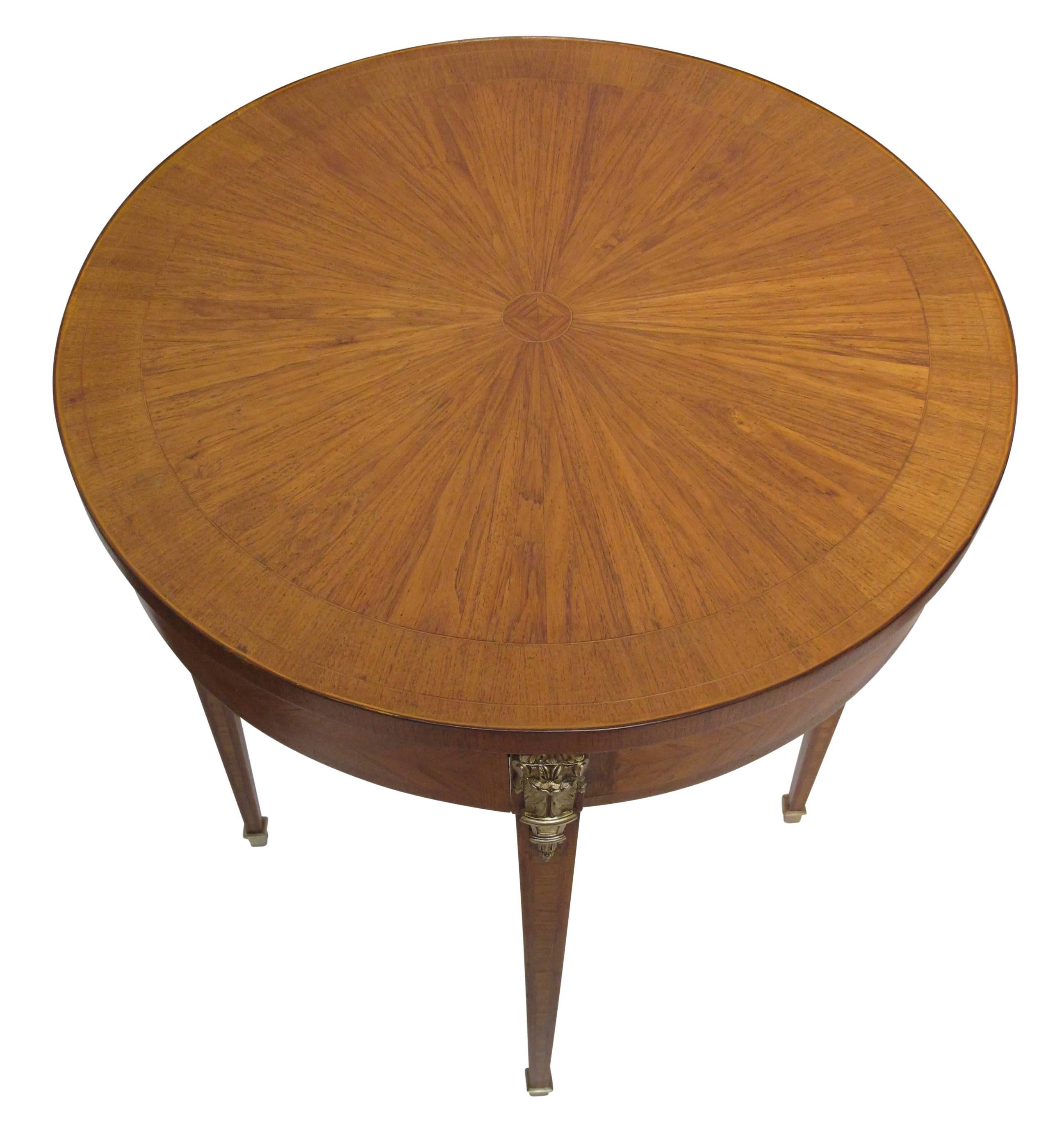 Louis XVI Style Satinwood and Mahogany Cross Banded Bouillotte Table In Excellent Condition In San Francisco, CA