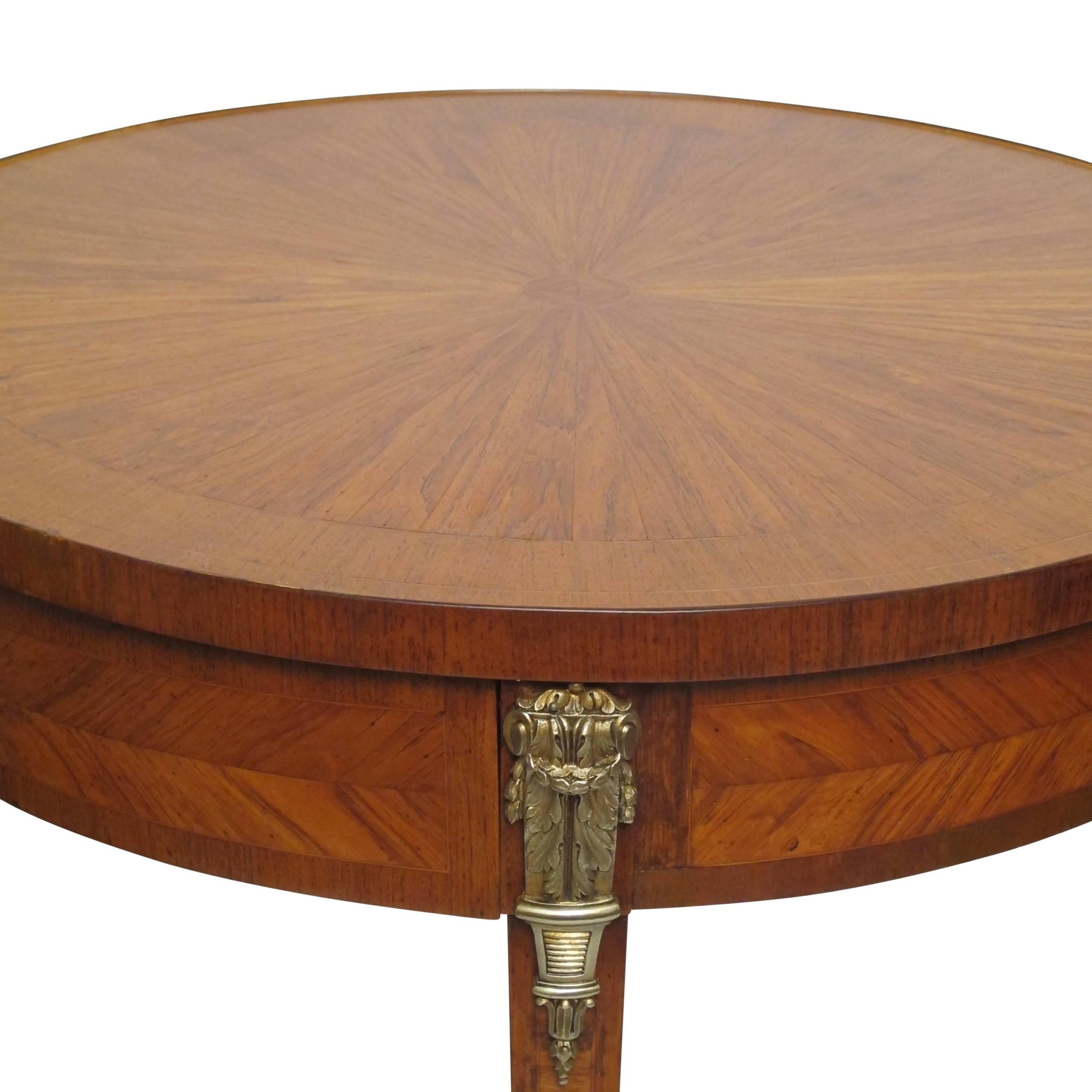 20th Century Louis XVI Style Satinwood and Mahogany Cross Banded Bouillotte Table