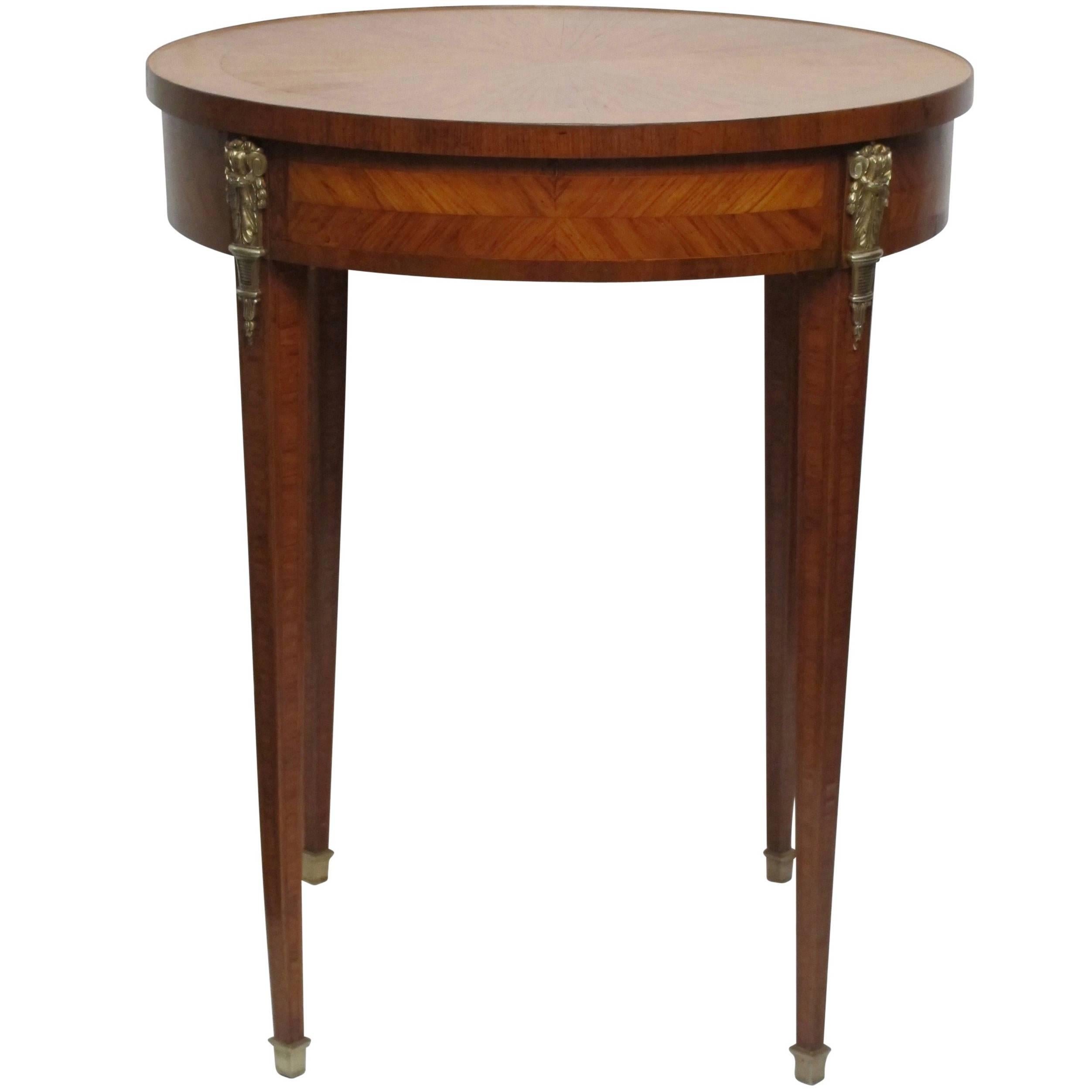 Louis XVI Style Satinwood and Mahogany Cross Banded Bouillotte Table