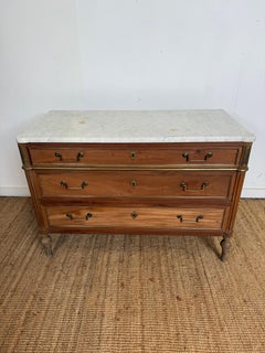 Louis XVI style scrubbed mahogany commode / chest of drawers