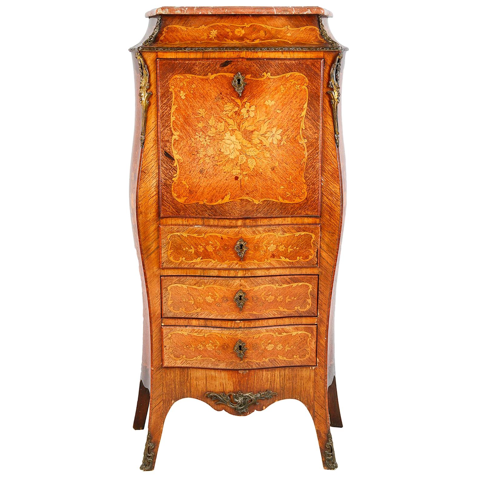 Louis XVI Style marquetry inlaid Secrétaire abattant. For Sale