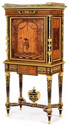 Louis XVI style Secrétaire à abattant with marquetry after Roentgen