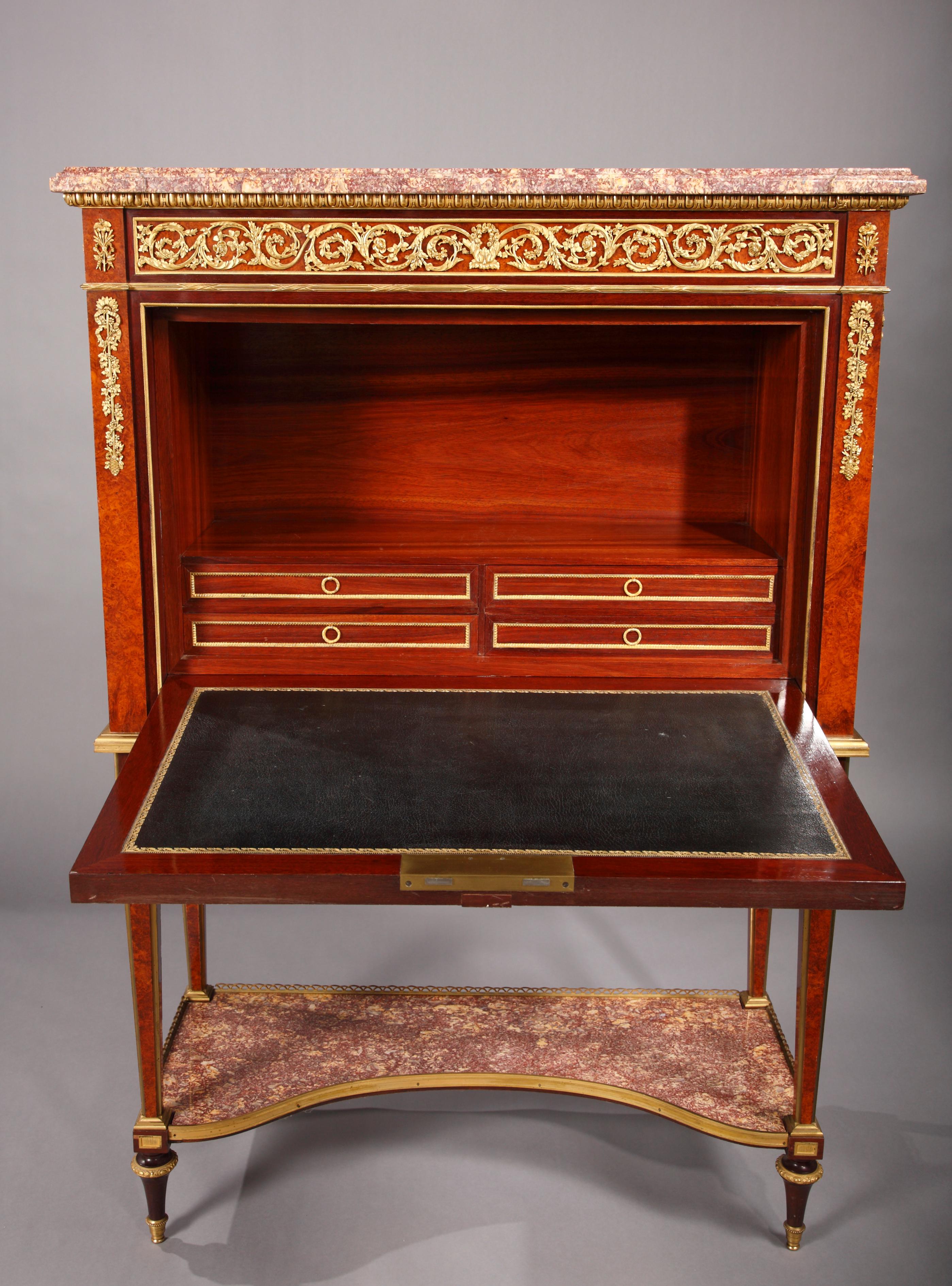 Dorato Segreteria in stile Luigi XVI di H. H. Dasson, Francia, 1880 circa in vendita