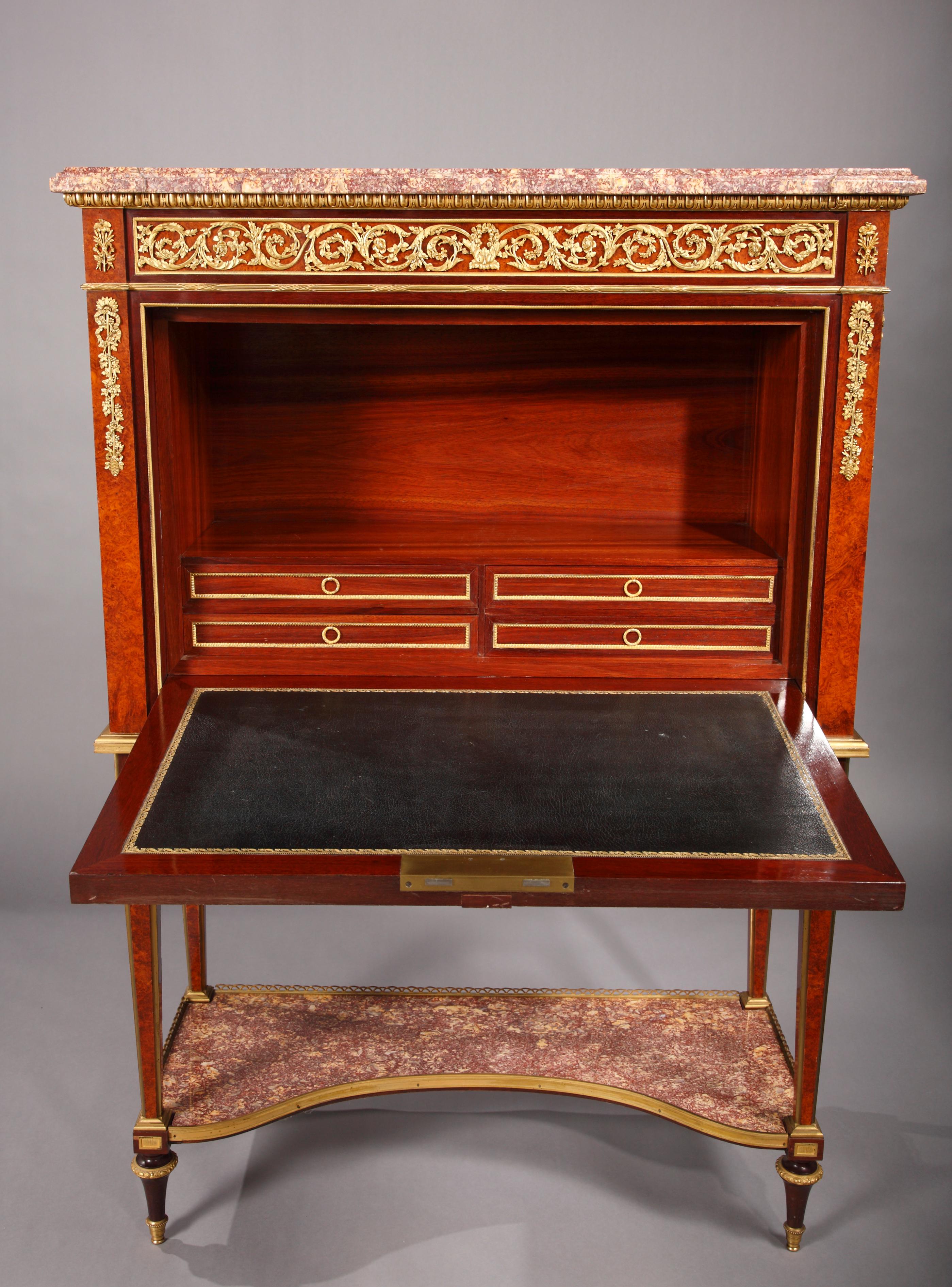 Gilt Louis XVI Style Secretary by H. Dasson, France, Circa 1880 For Sale