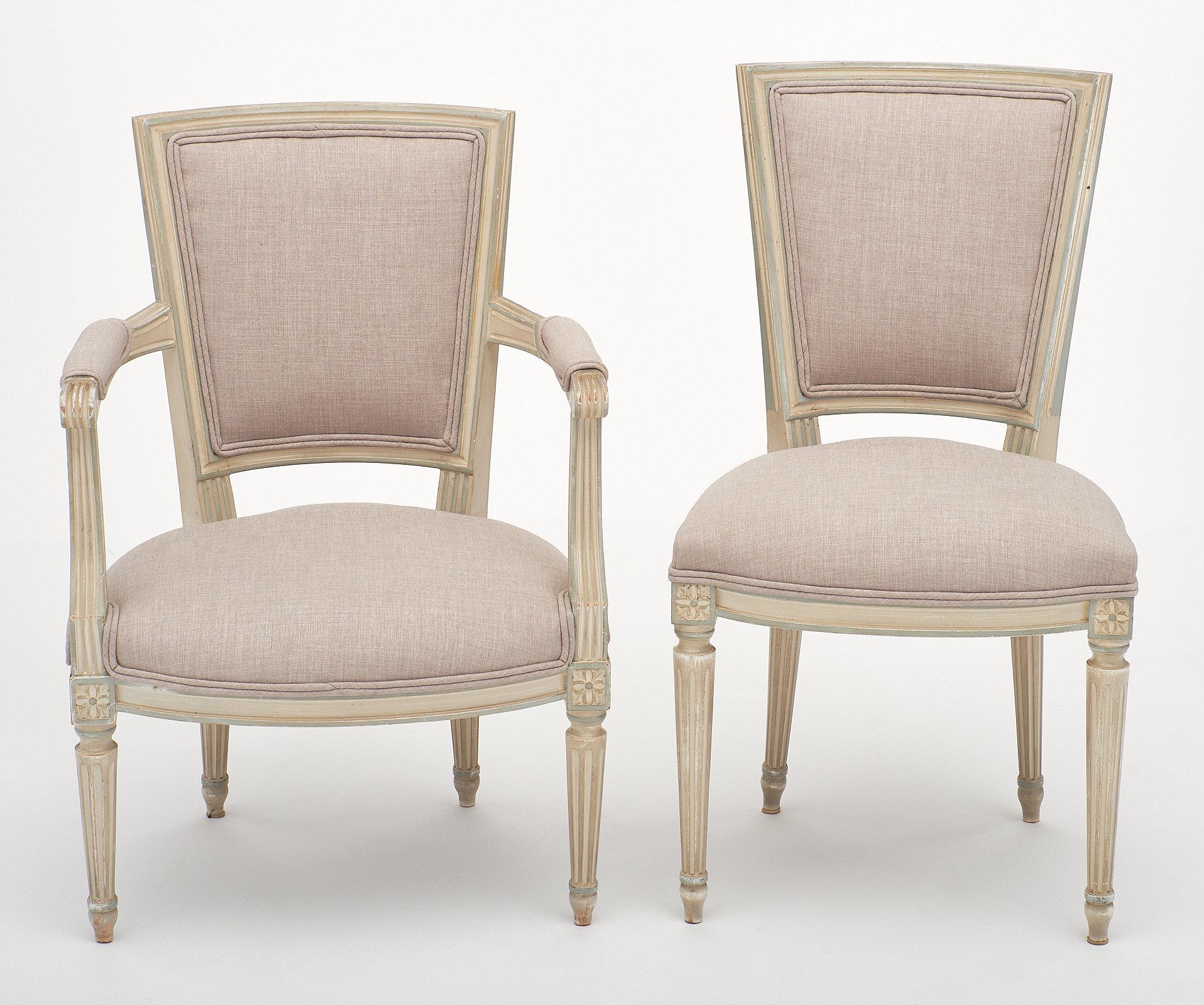 French Louis XVI Style Set of Chairs with Armchairs