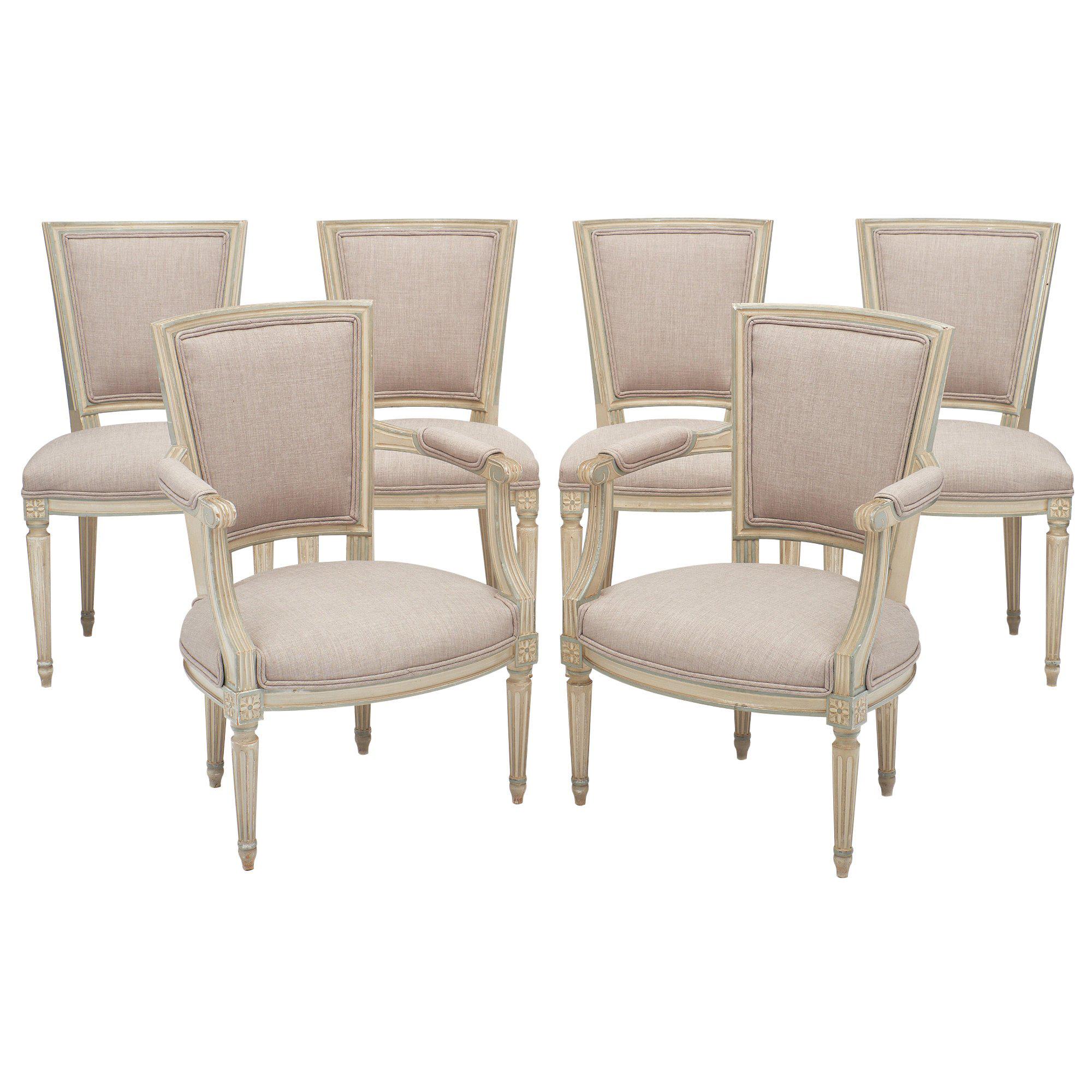 Louis XVI Style Set of Chairs with Armchairs
