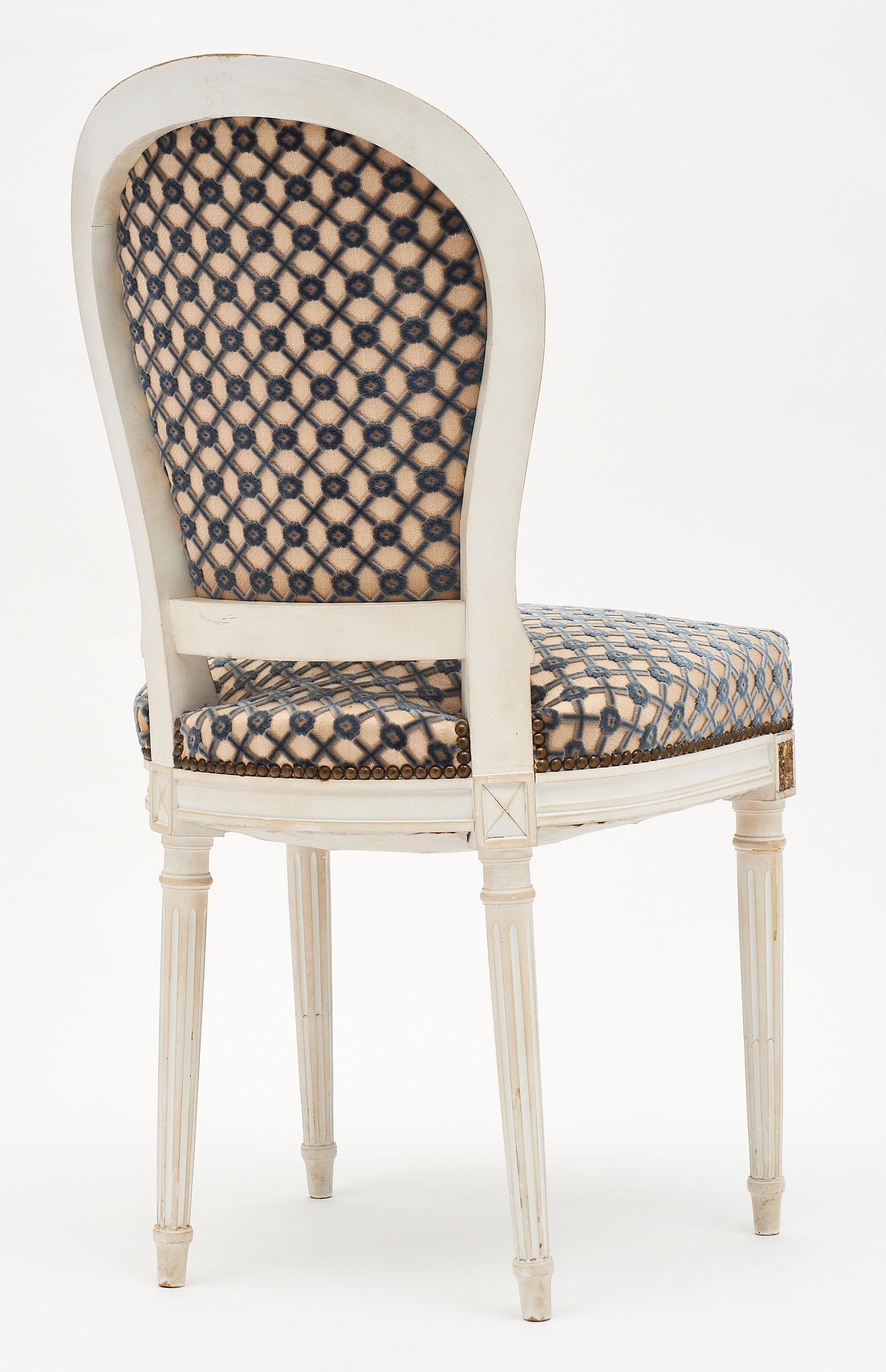Velvet Louis XVI Style Set of Four Chairs