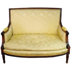 Französisch Maison Jansen zugeschrieben geschnitzt Nussbaum Settee Canape Marquis C1930s