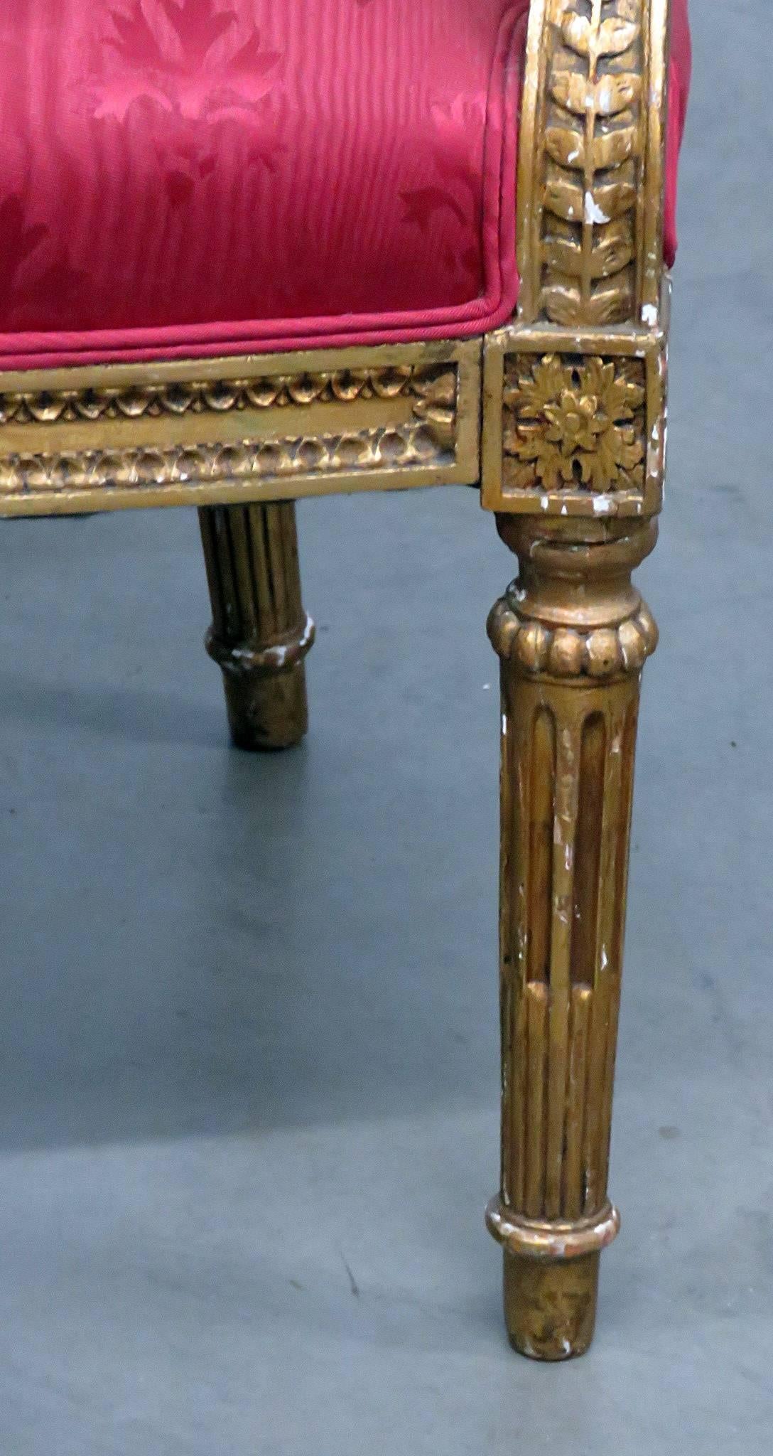 Carved Louis XVI Style Settee