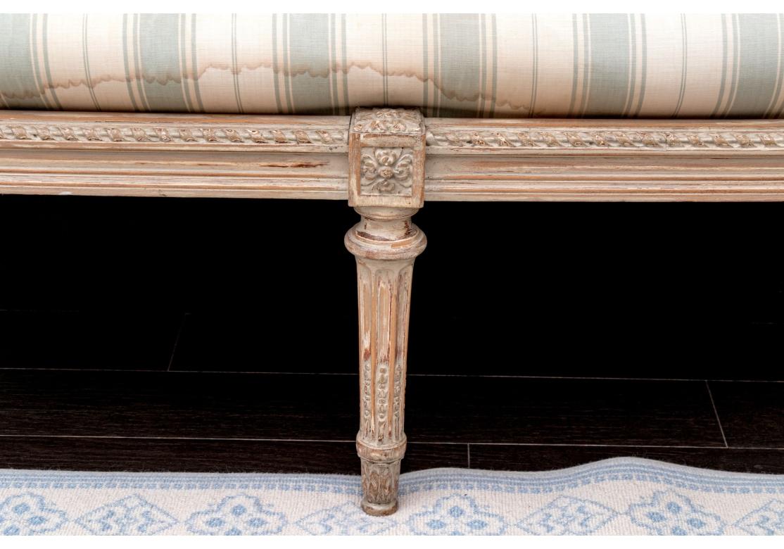 Carved Louis XVI Style Settee With Ram's Head Arms And Bird Crest - For Restoration For Sale