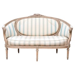 Louis XVI Style Settee With Ram's Head Arms And Bird Crest - For Restoration