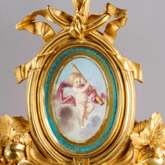 Louis XVI Style Sèvres Porcelain Mounted Cartel Clock and Barometer Set