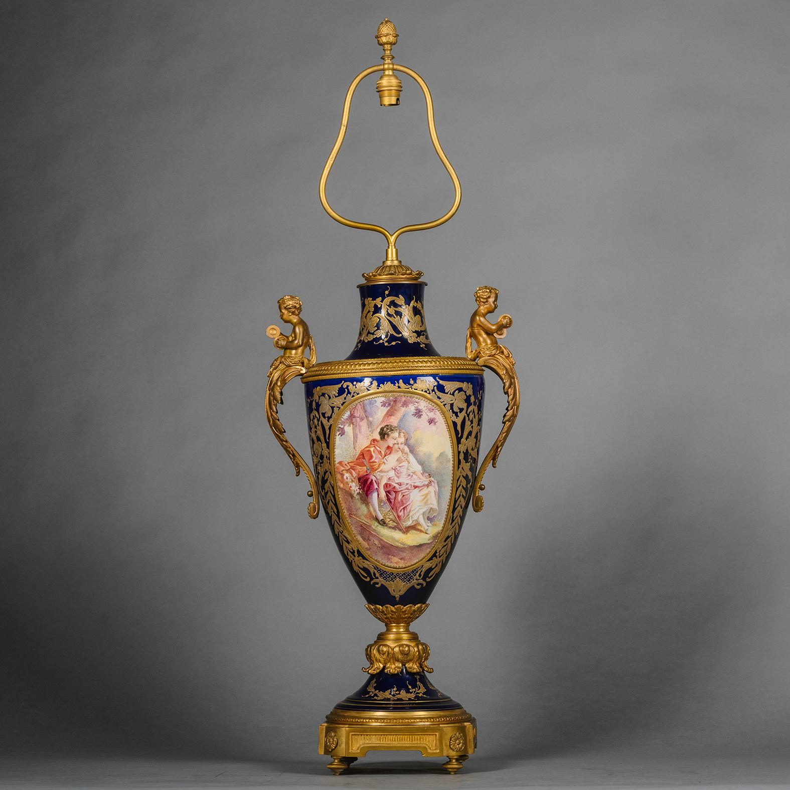 Louis XVI Style Sèvres Porcelain Vase Mounted As A Lamp In Good Condition For Sale In Brighton, West Sussex