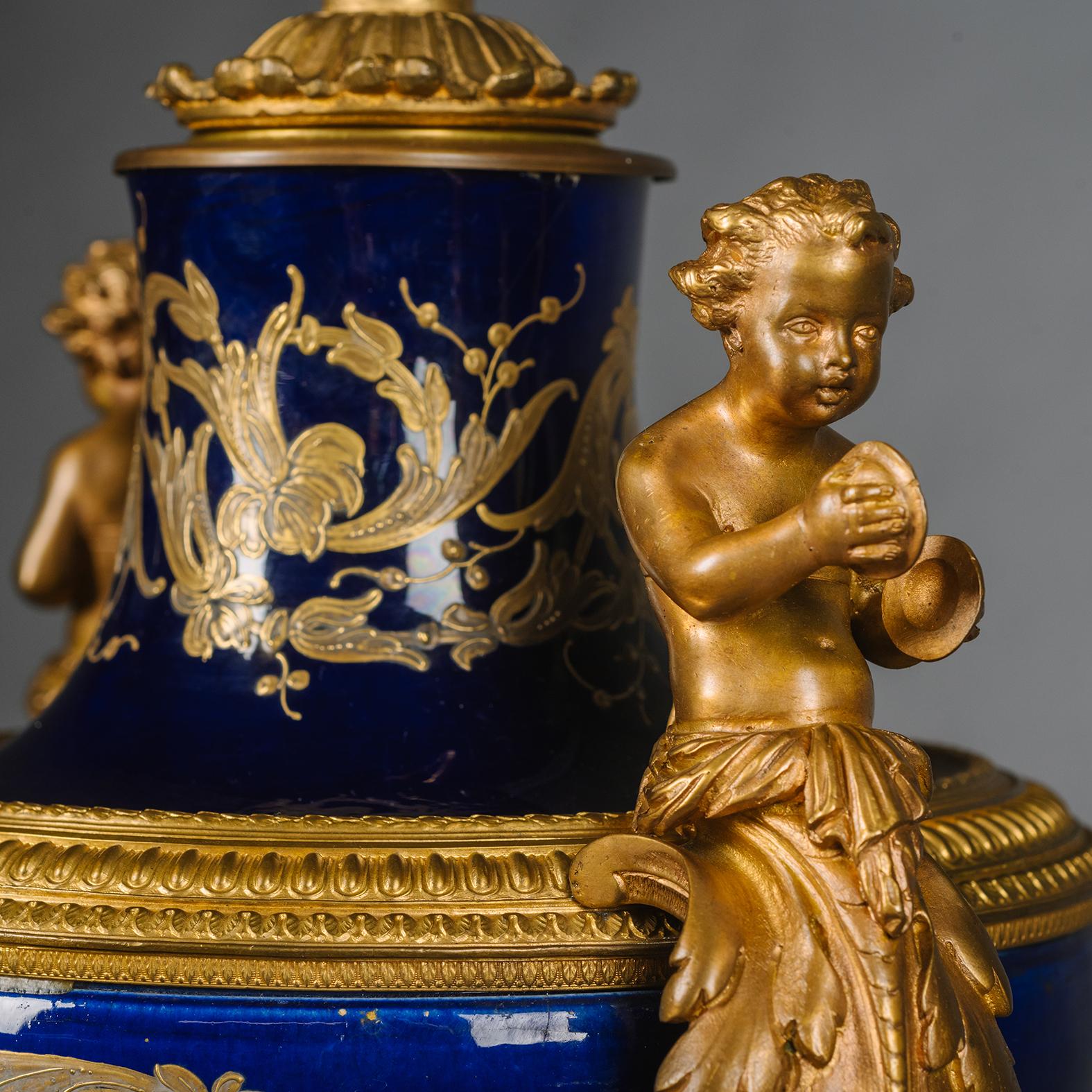 19th Century Louis XVI Style Sèvres Porcelain Vase Mounted As A Lamp For Sale