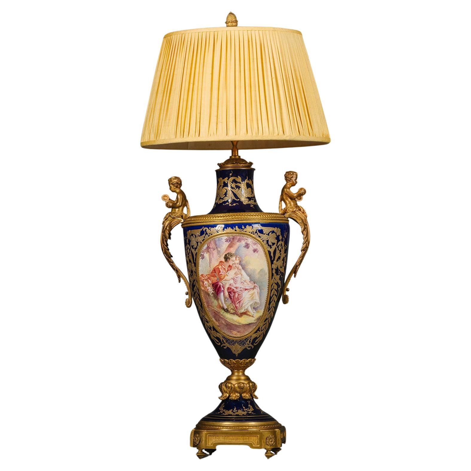 Louis XVI Style Sèvres Porcelain Vase Mounted As A Lamp For Sale