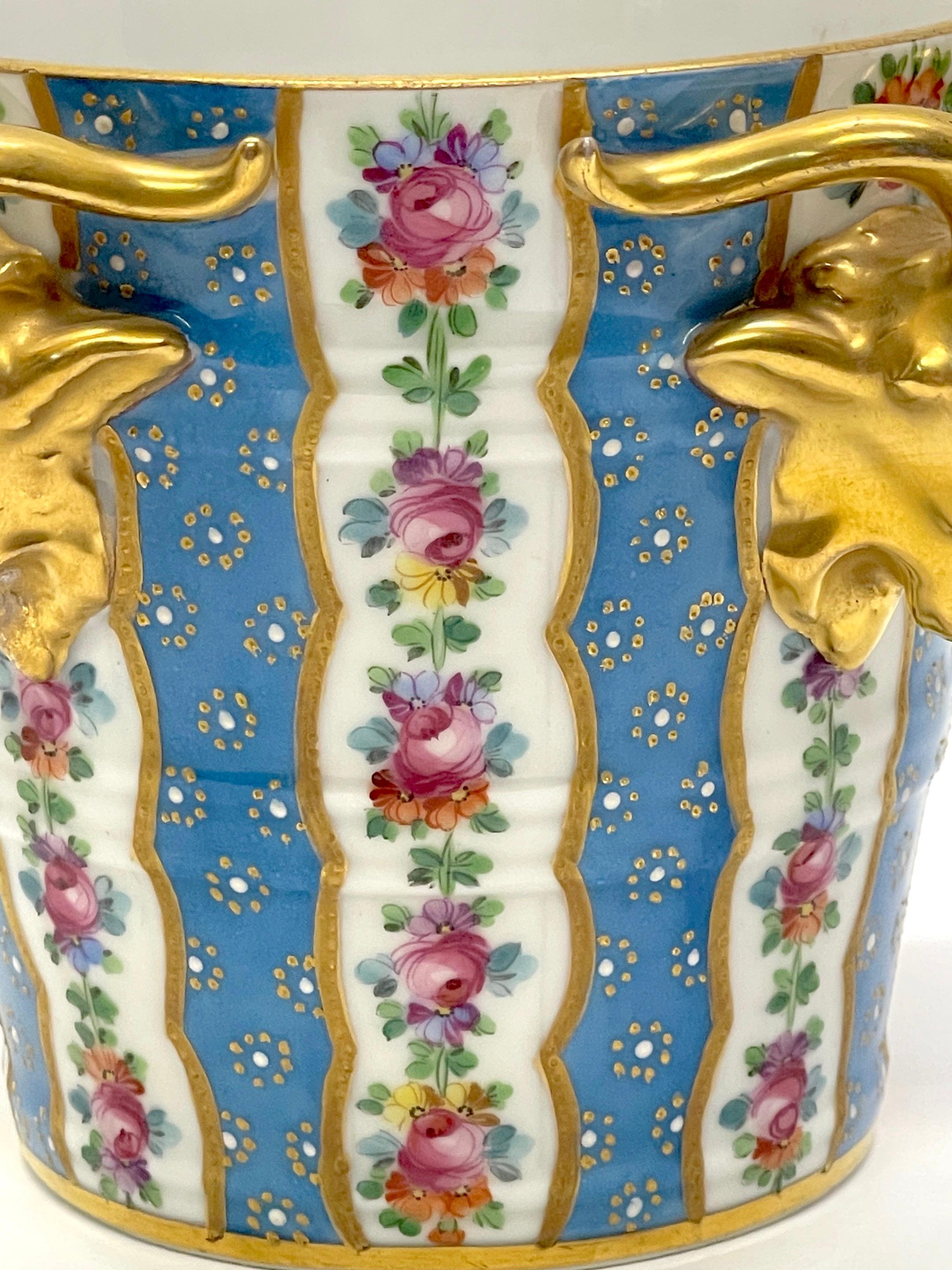 20th Century Louis XVI Style Sèvres Style Ram Motif Flower Pot Cache Pot, Carl Thieme Dresden For Sale