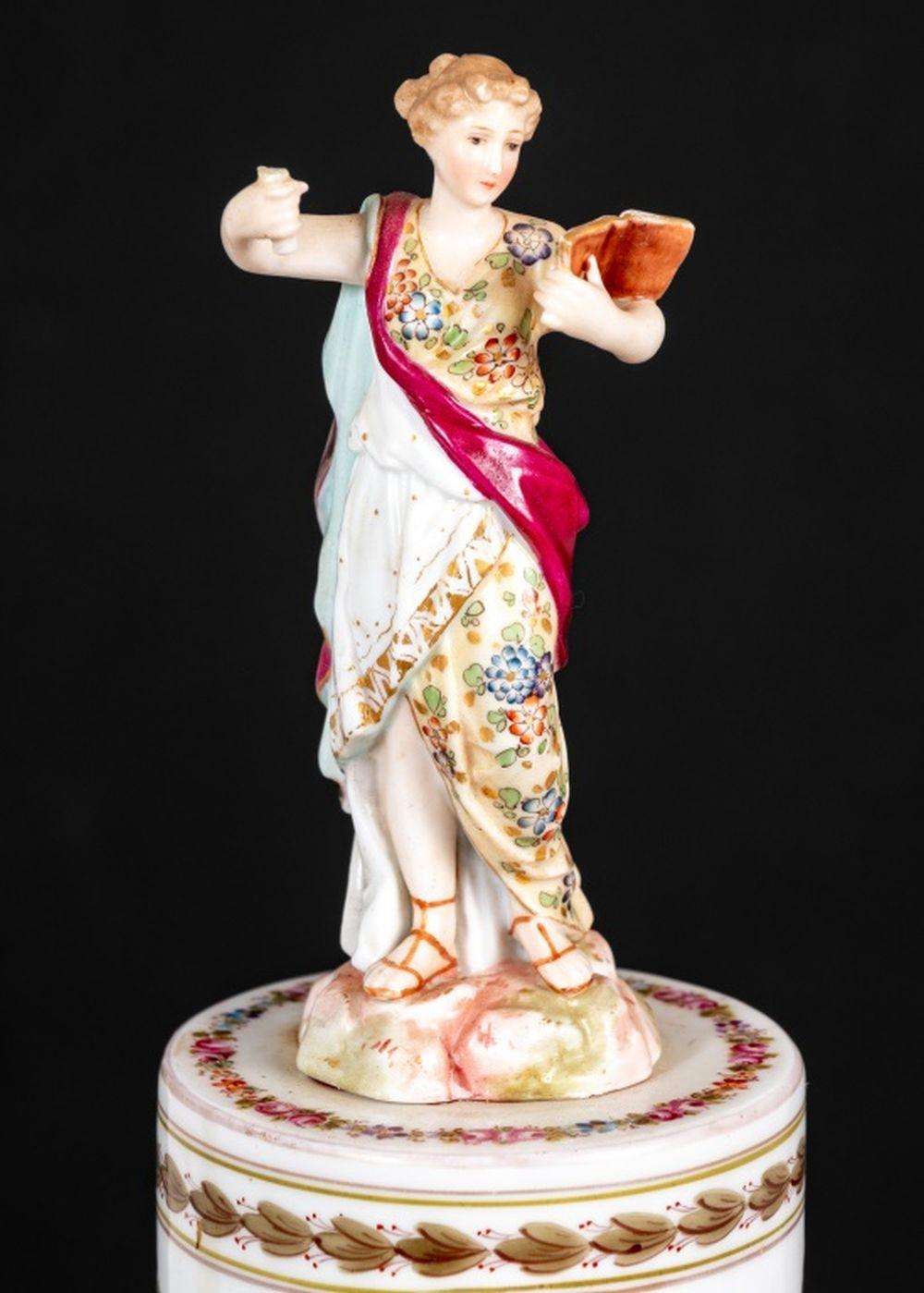 French Louis XVI Style Sevres White Ground Figural Clock For Sale