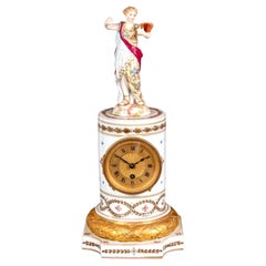 Louis XVI Style Sevres White Ground Figural Clock