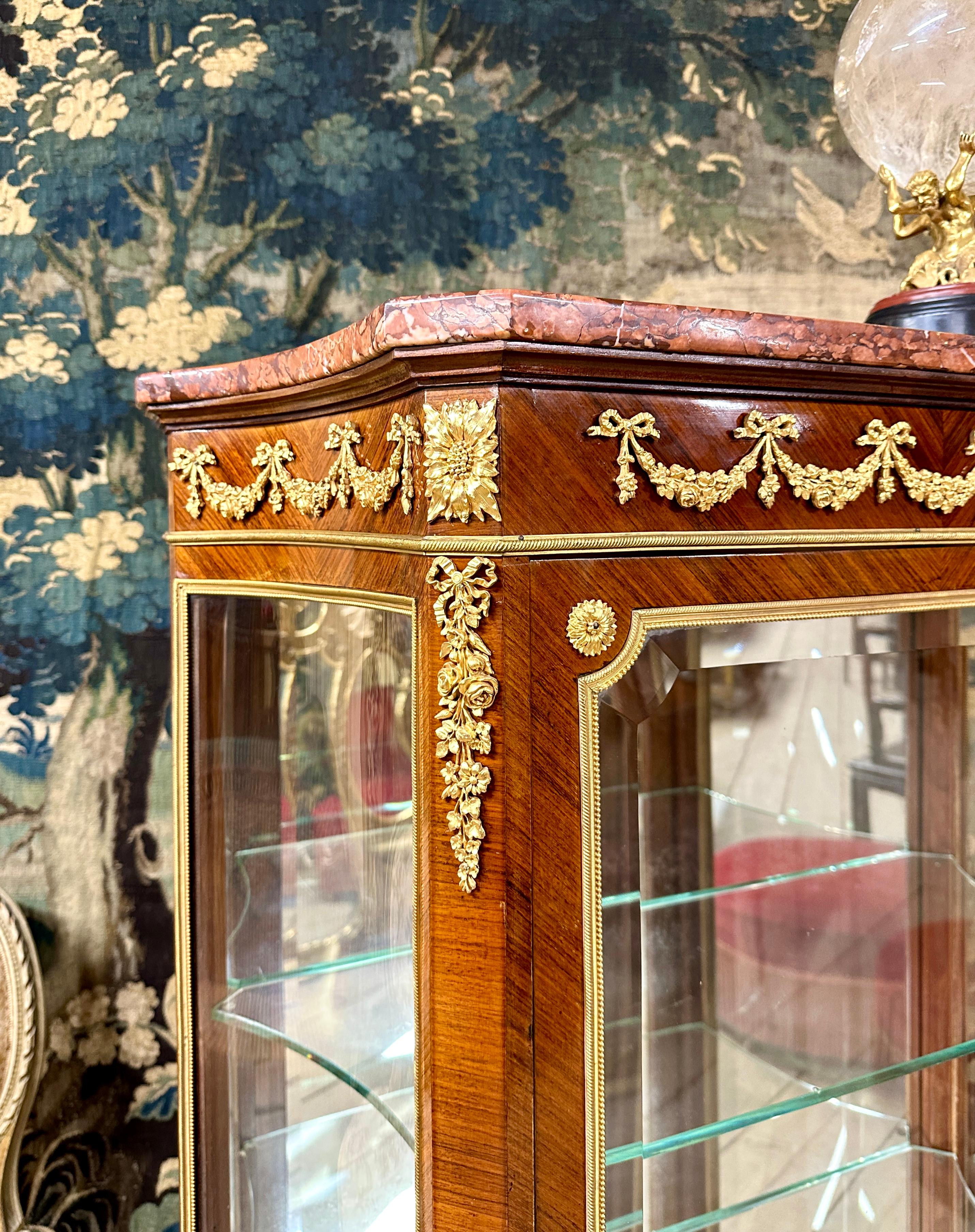 Louis XVI Style Showcase in Violet Wood and Gilt Bronzes, Napoleon III Period 7