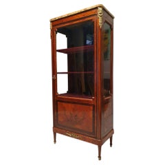 Antique Louis XVI Style Showcase, Marquetry, Amaranth & Rosewood, 19th