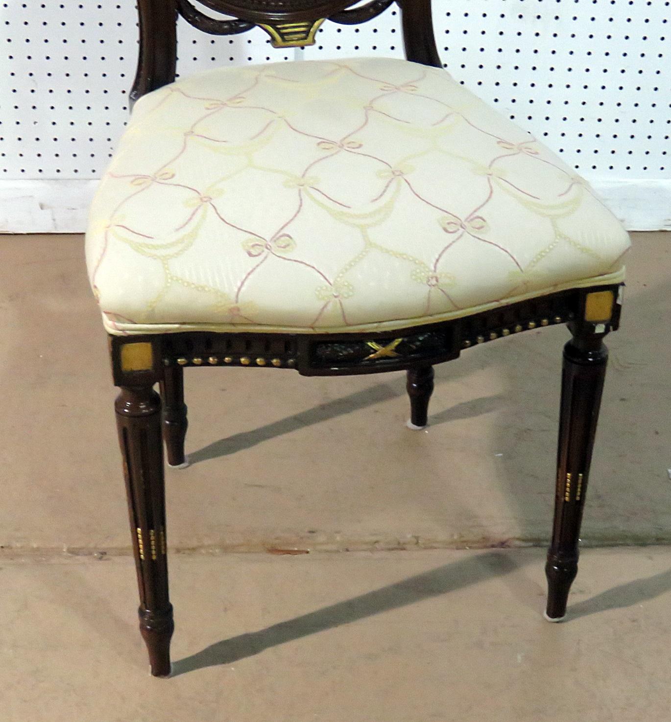 Louis XVI style gilt decorated side chair.