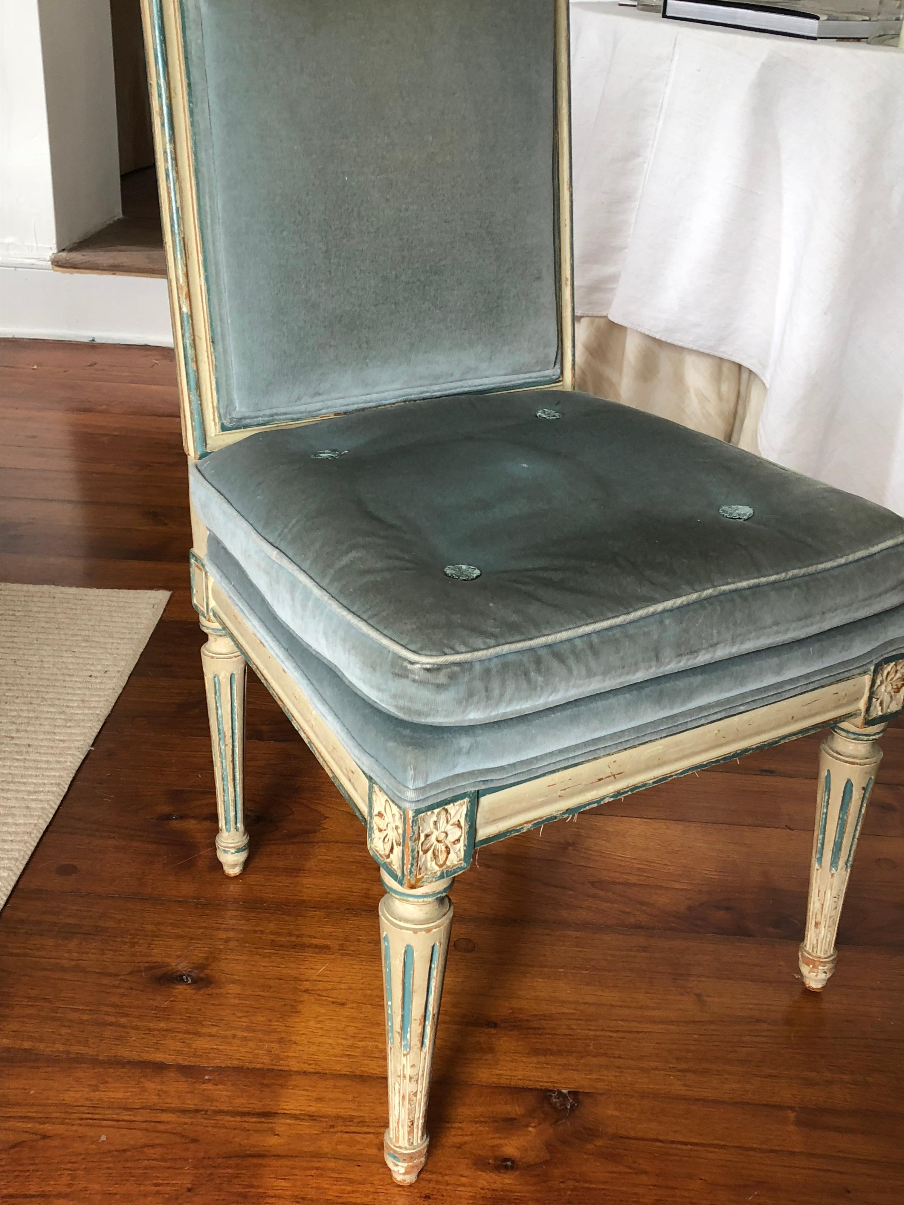 Hand-Painted Louis XVI Style Side Chair, French 19th Century