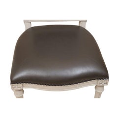 Louis XVI Style Side Chair with Chocolate Brown Leather