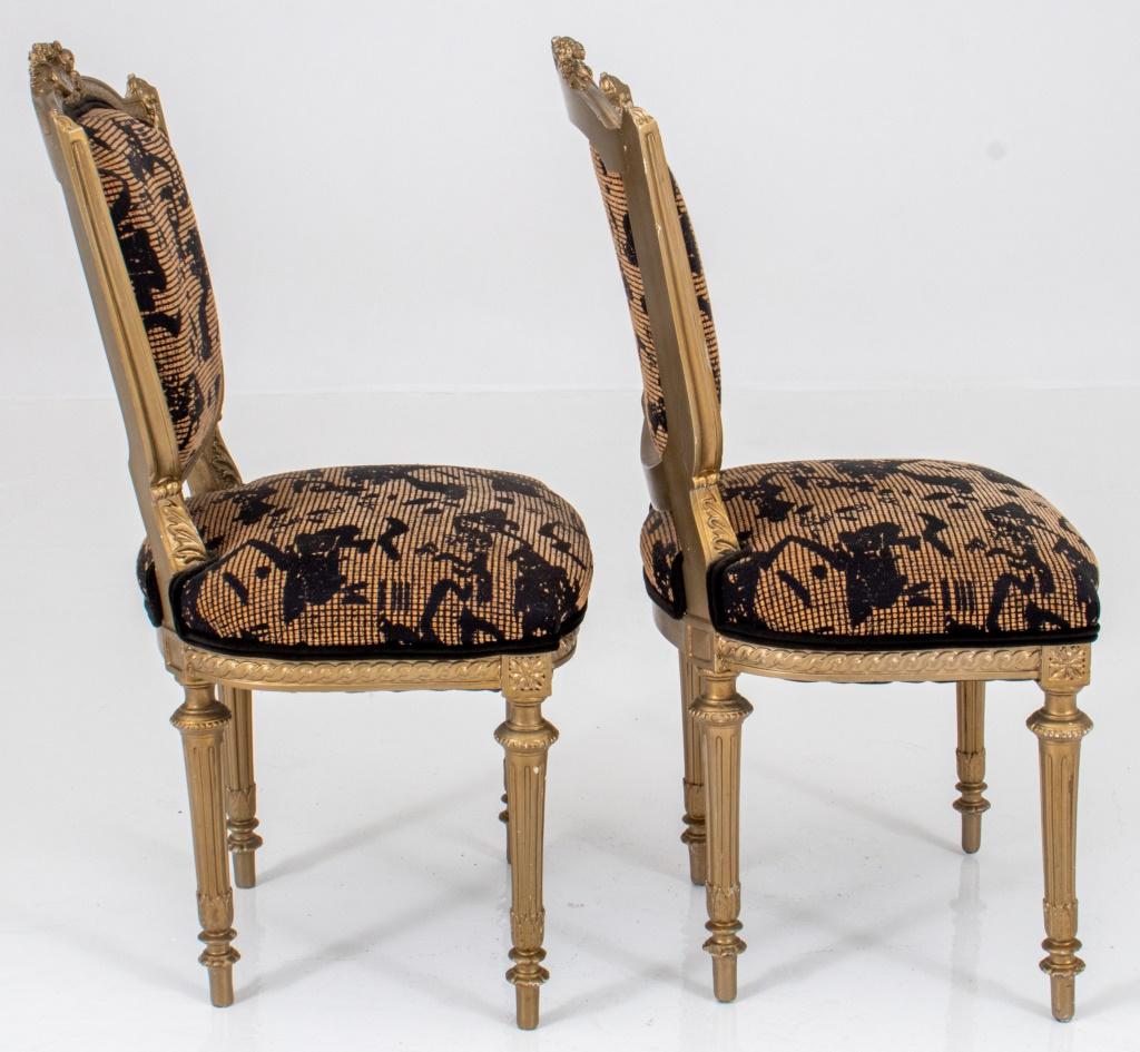 Fabric Louis XVI Style Side Chairs, Pair For Sale