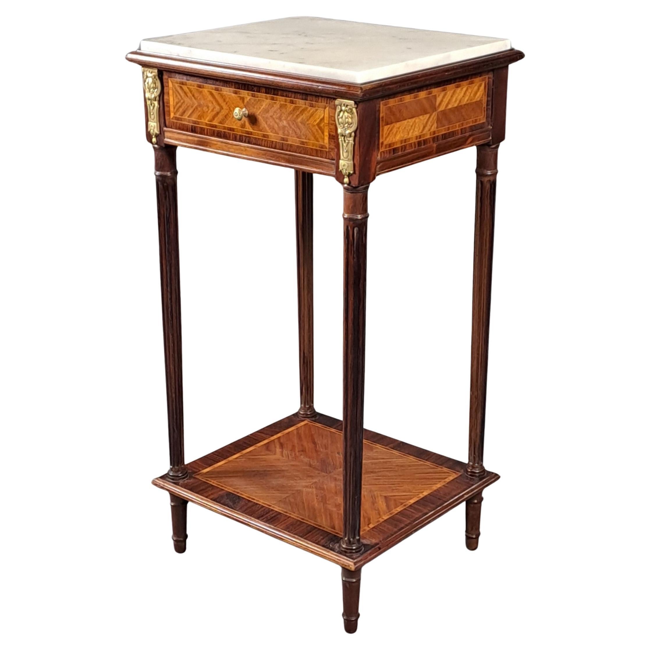 Louis XVI Style Side Table In Mahogany And Rosewood Marquetry For Sale