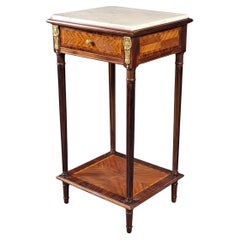 Antique Louis XVI Style Side Table In Mahogany And Rosewood Marquetry